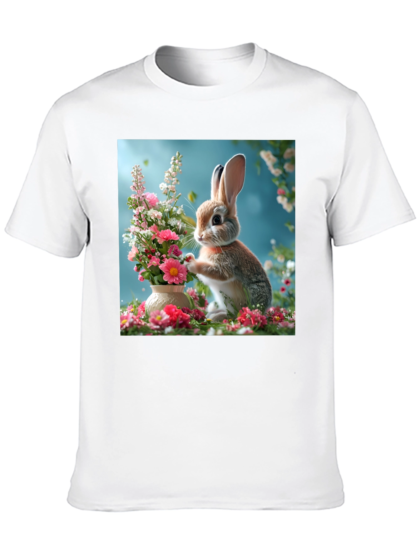 Bunny & Floral Arrangement Graphic Tee