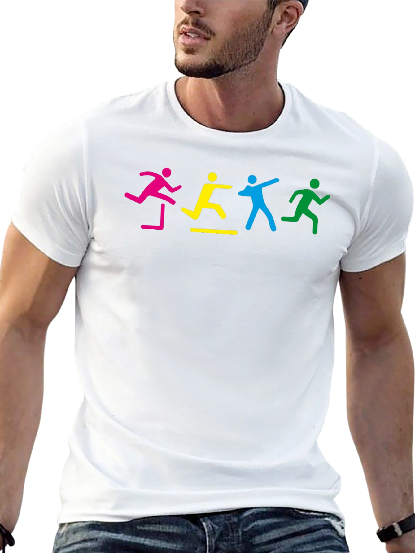 Colorful Hurdler Graphic T-Shirt