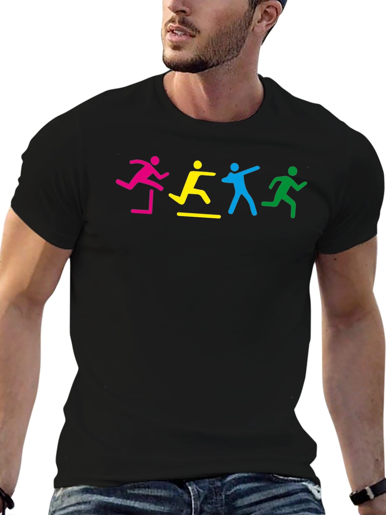Colorful Hurdler Graphic T-Shirt