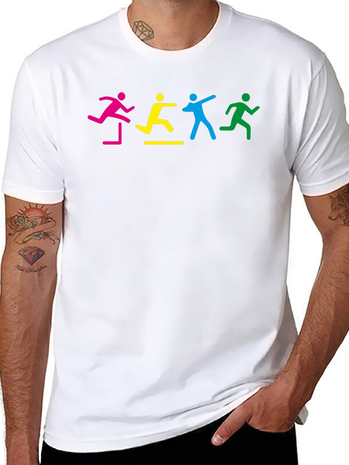 Colorful Hurdler Graphic T-Shirt