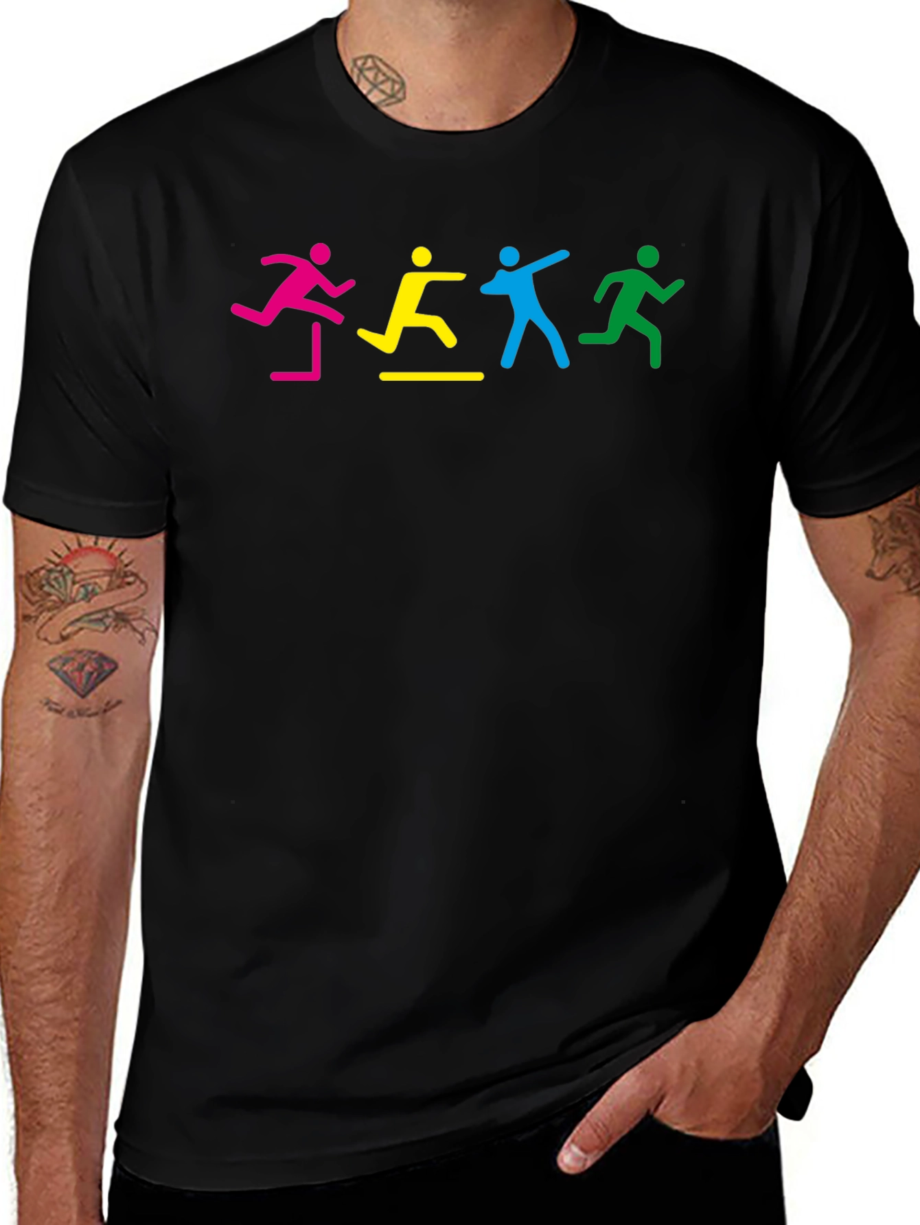 Colorful Hurdler Graphic T-Shirt