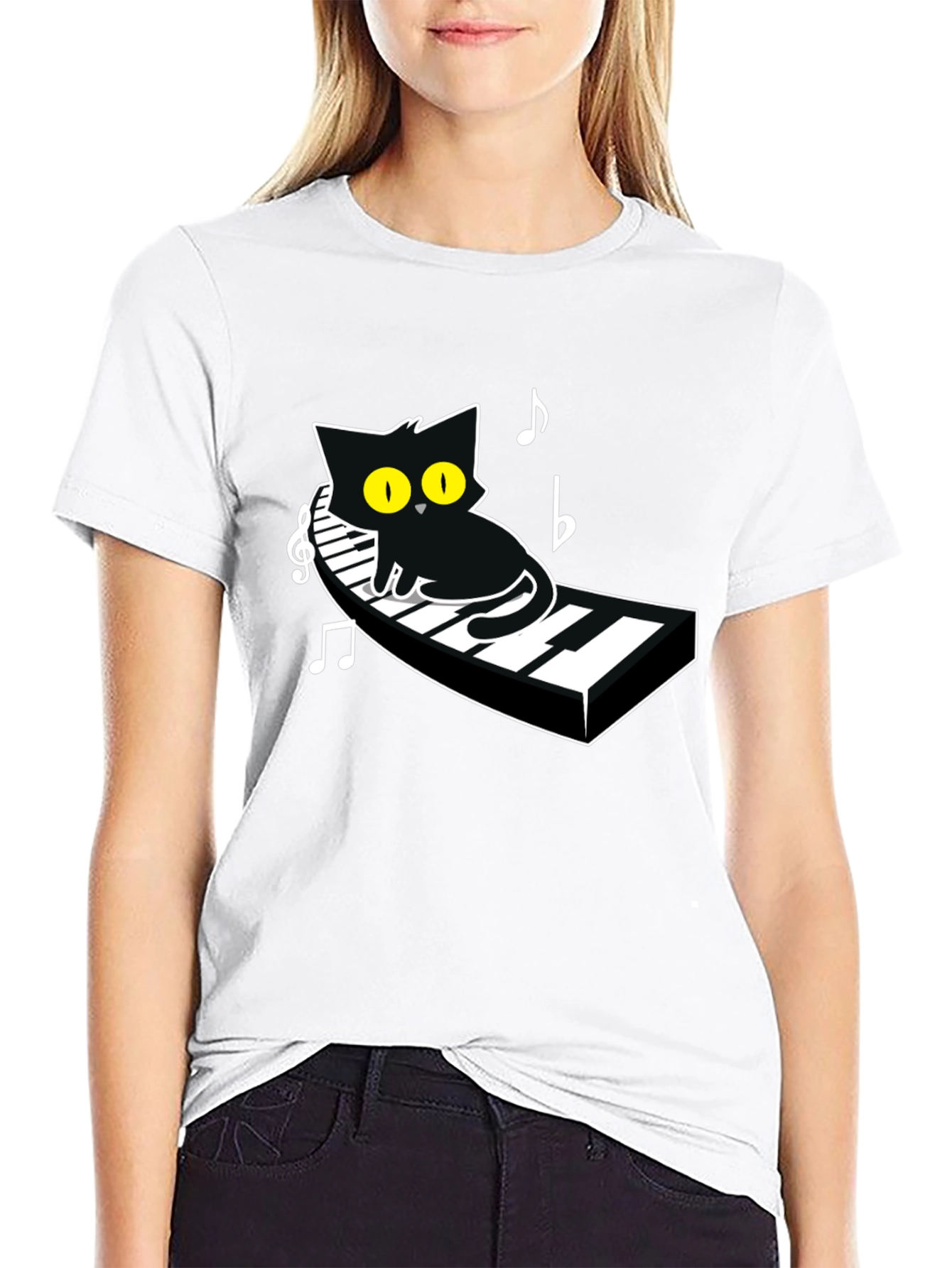 Cool Cat Piano Player Graphic Tee
