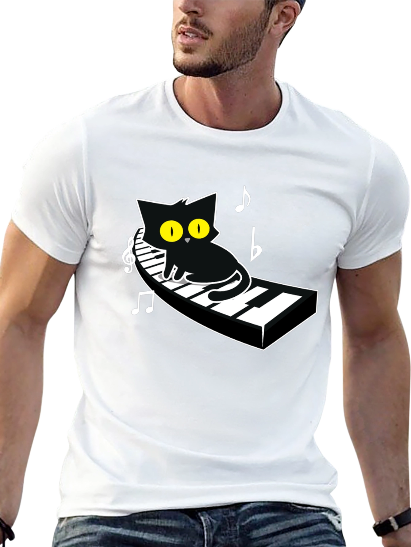 Cool Cat Piano Player Graphic Tee