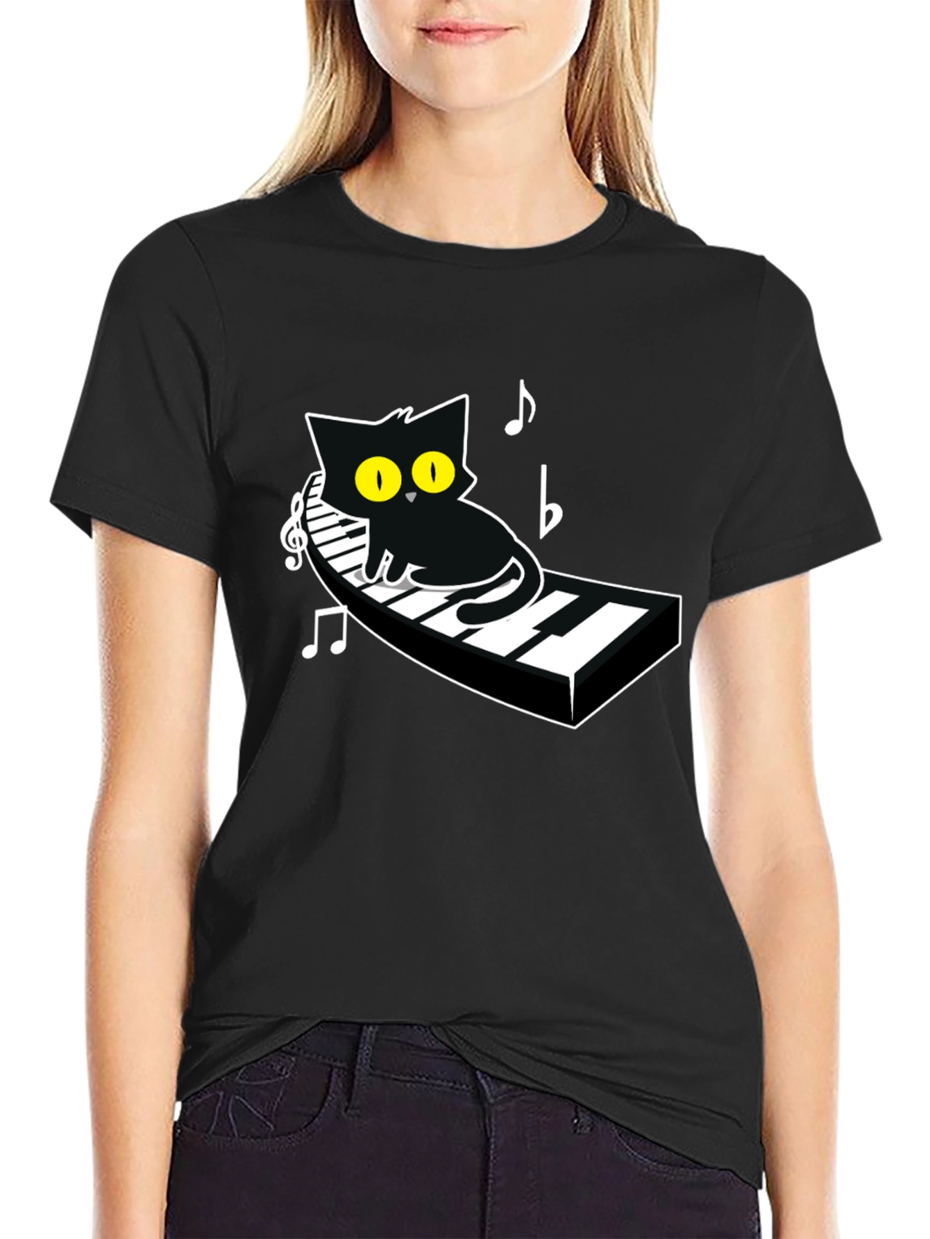 Cool Cat Piano Player Graphic Tee