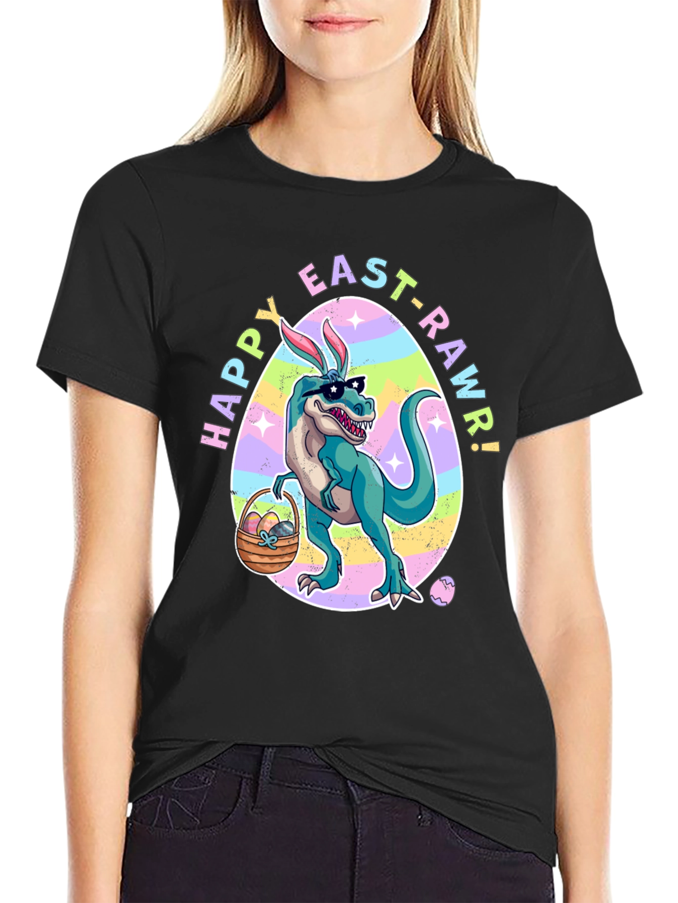 Happy Easter T-Rex Dinosaur Easter Rawr T-Shirt