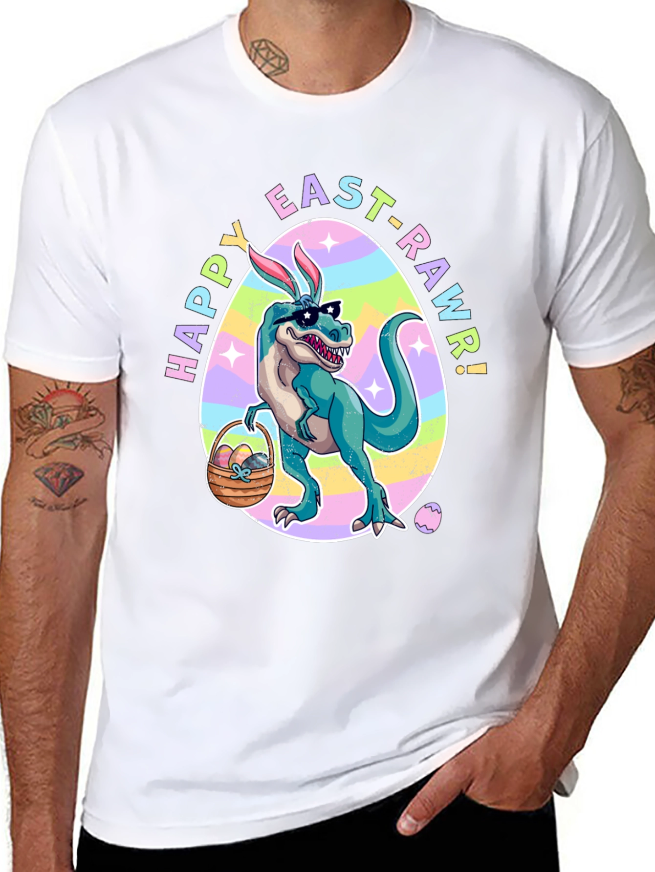 Happy Easter T-Rex Dinosaur Easter Rawr T-Shirt