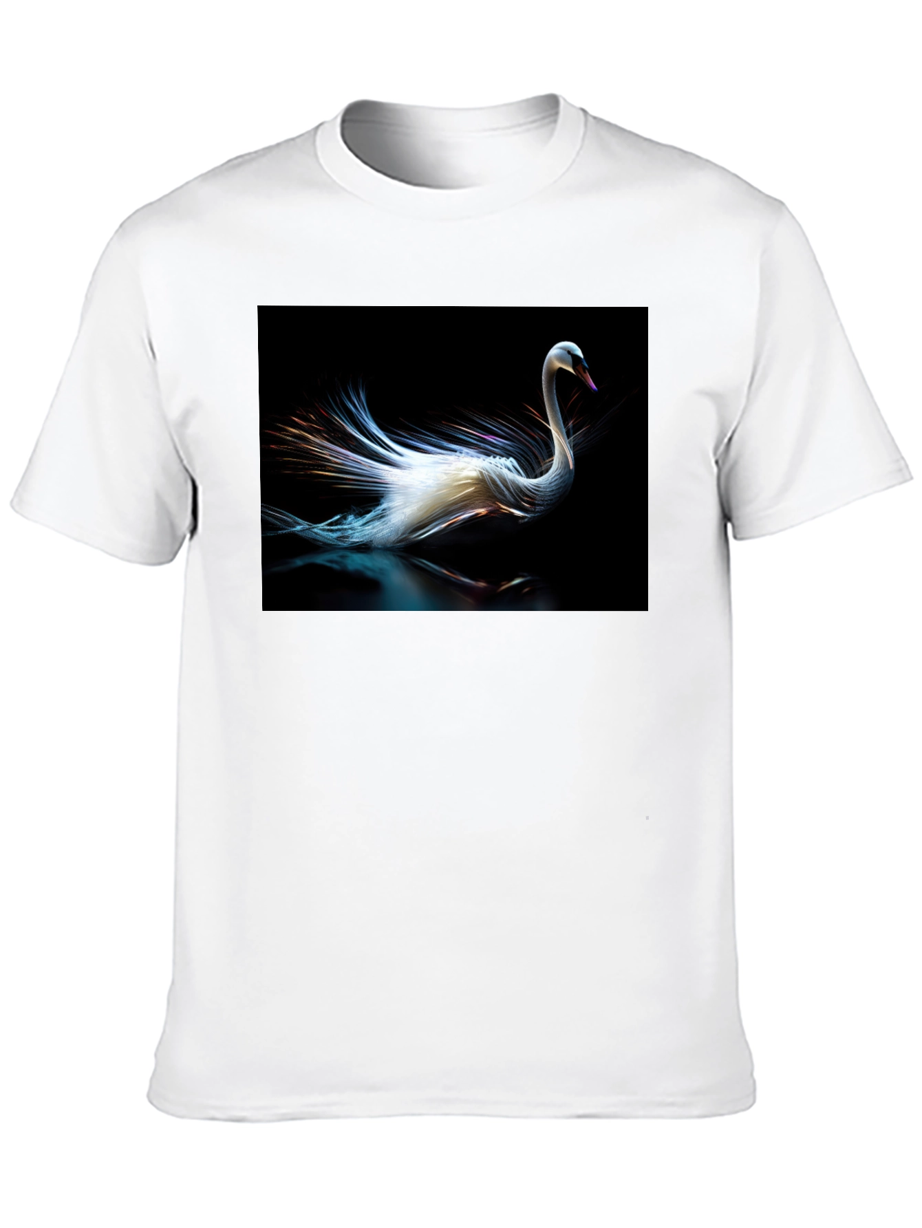 Swan Graphic Tee - Black Cotton Casual Style