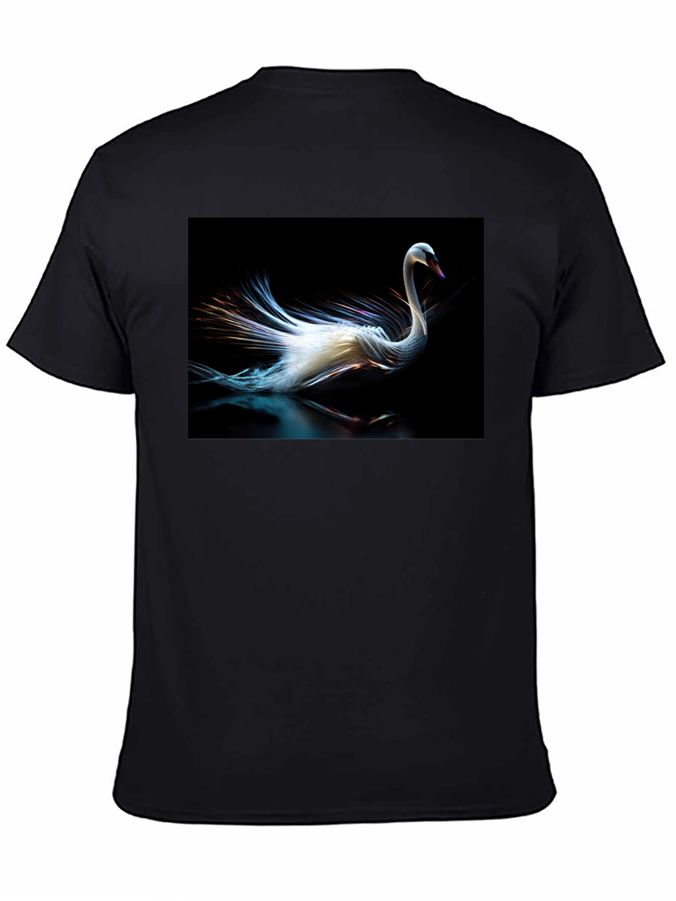 Swan Graphic Tee - Black Cotton Casual Style