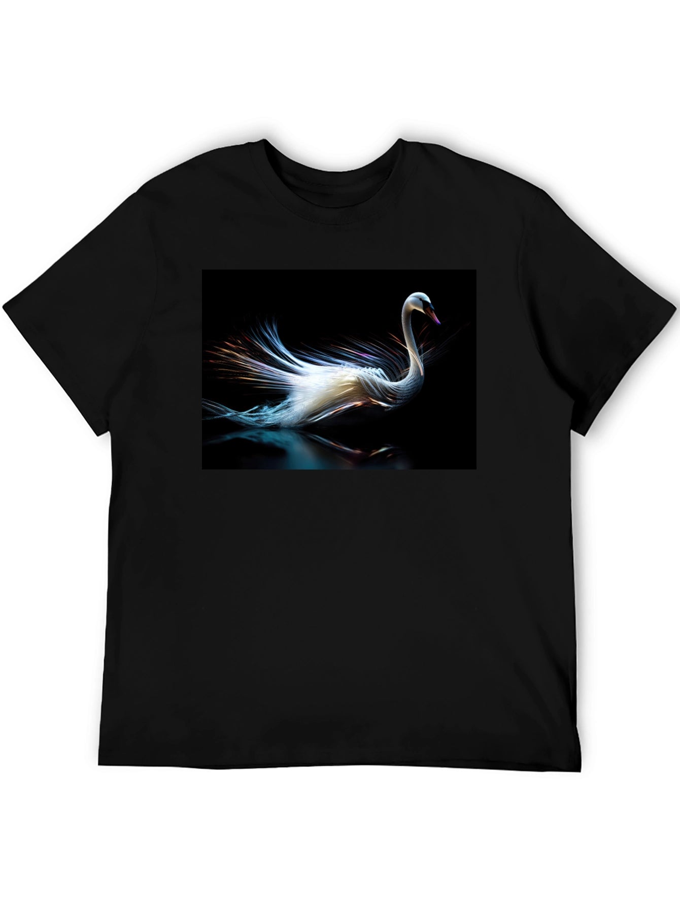 Swan Graphic Tee - Black Cotton Casual Style