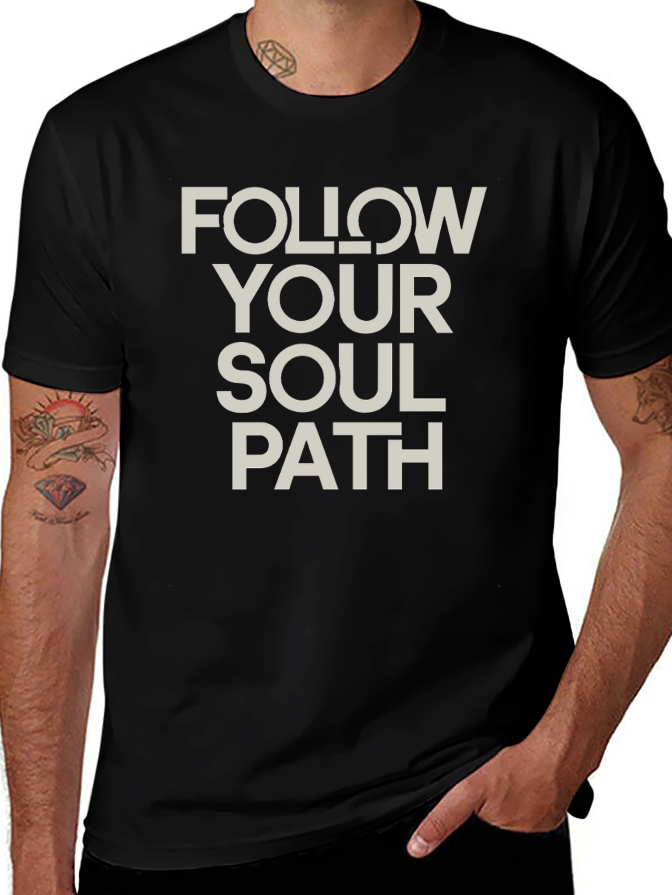 Follow Your Soul Path Black Graphic T-Shirt