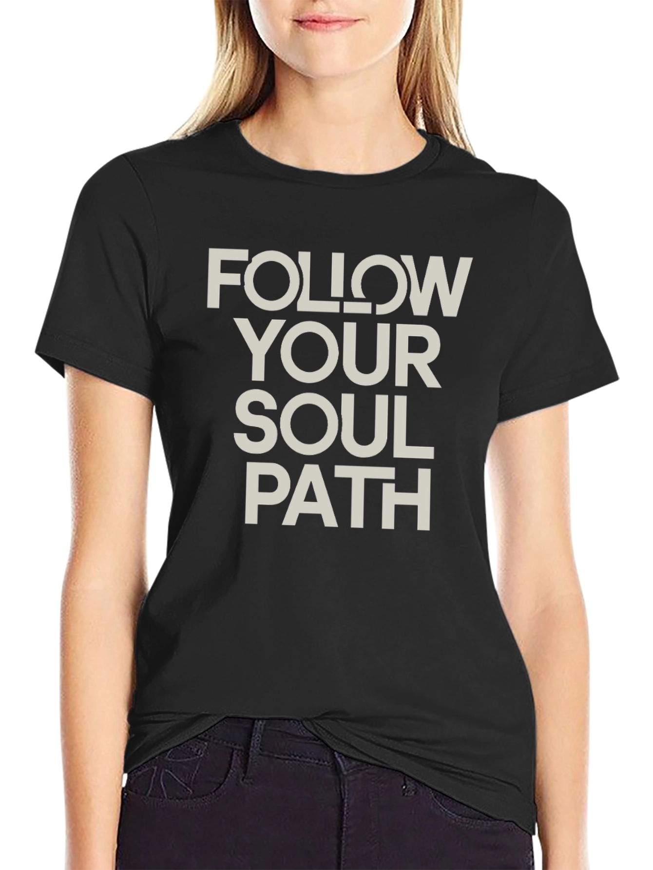 Follow Your Soul Path Black Graphic T-Shirt