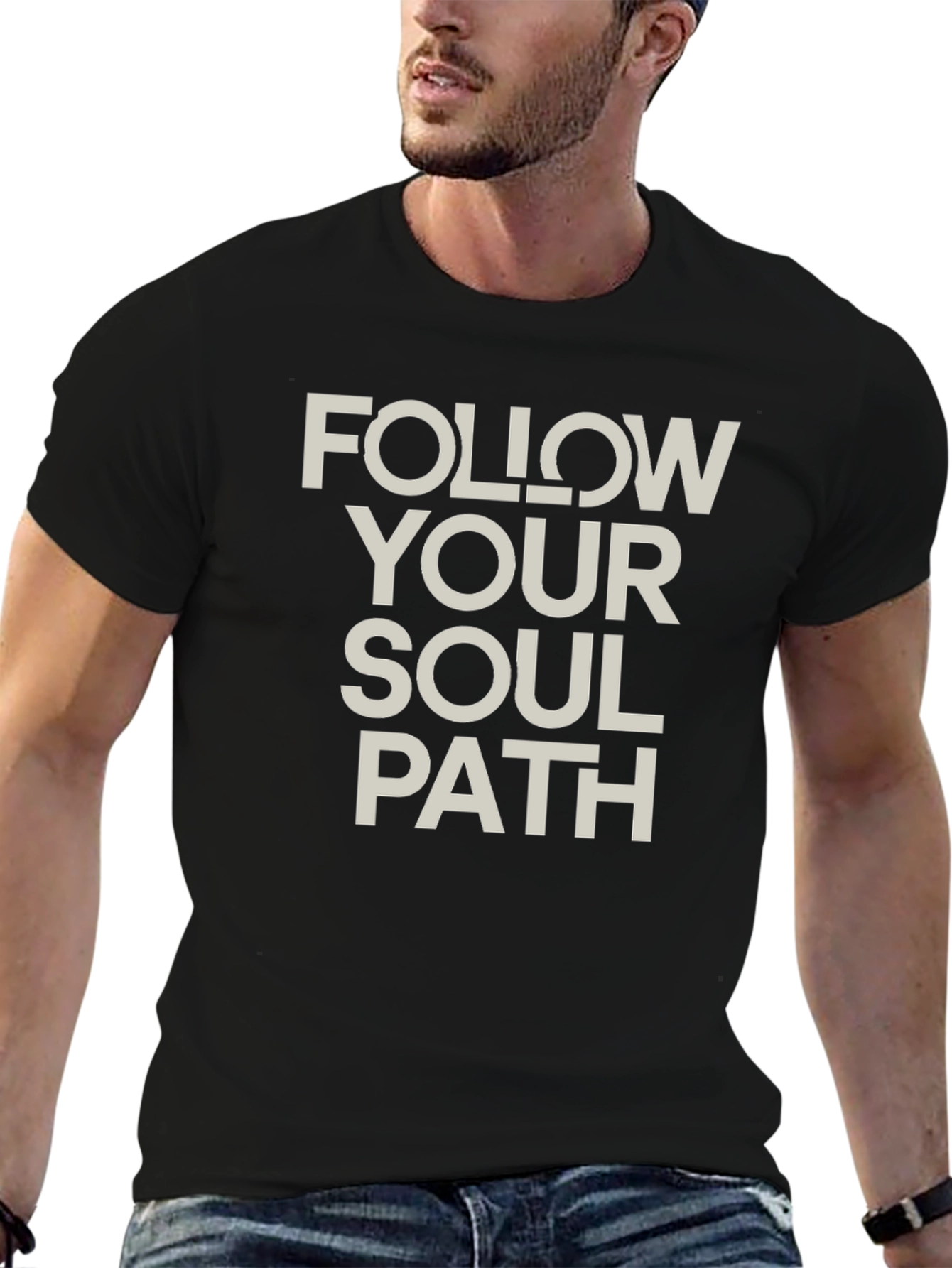 Follow Your Soul Path Black Graphic T-Shirt