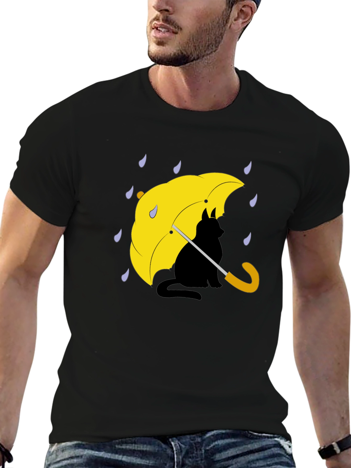 Cat Under Umbrella Graphic Tee
