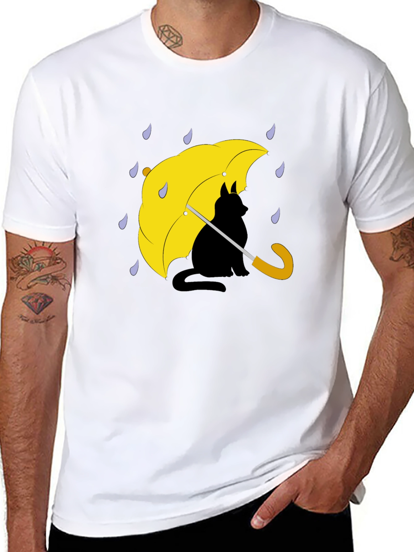 Cat Under Umbrella Graphic Tee