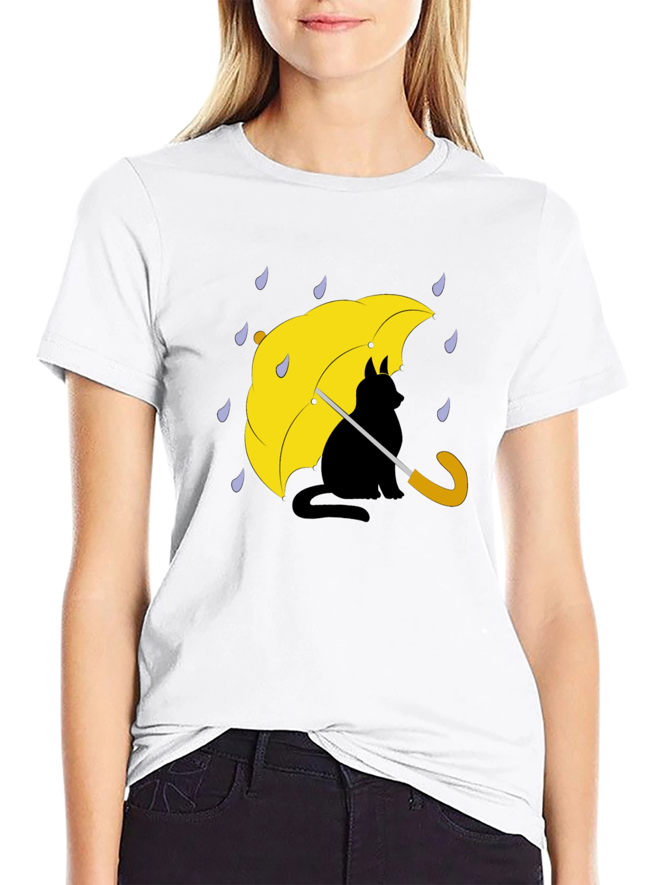 Cat Under Umbrella Graphic Tee