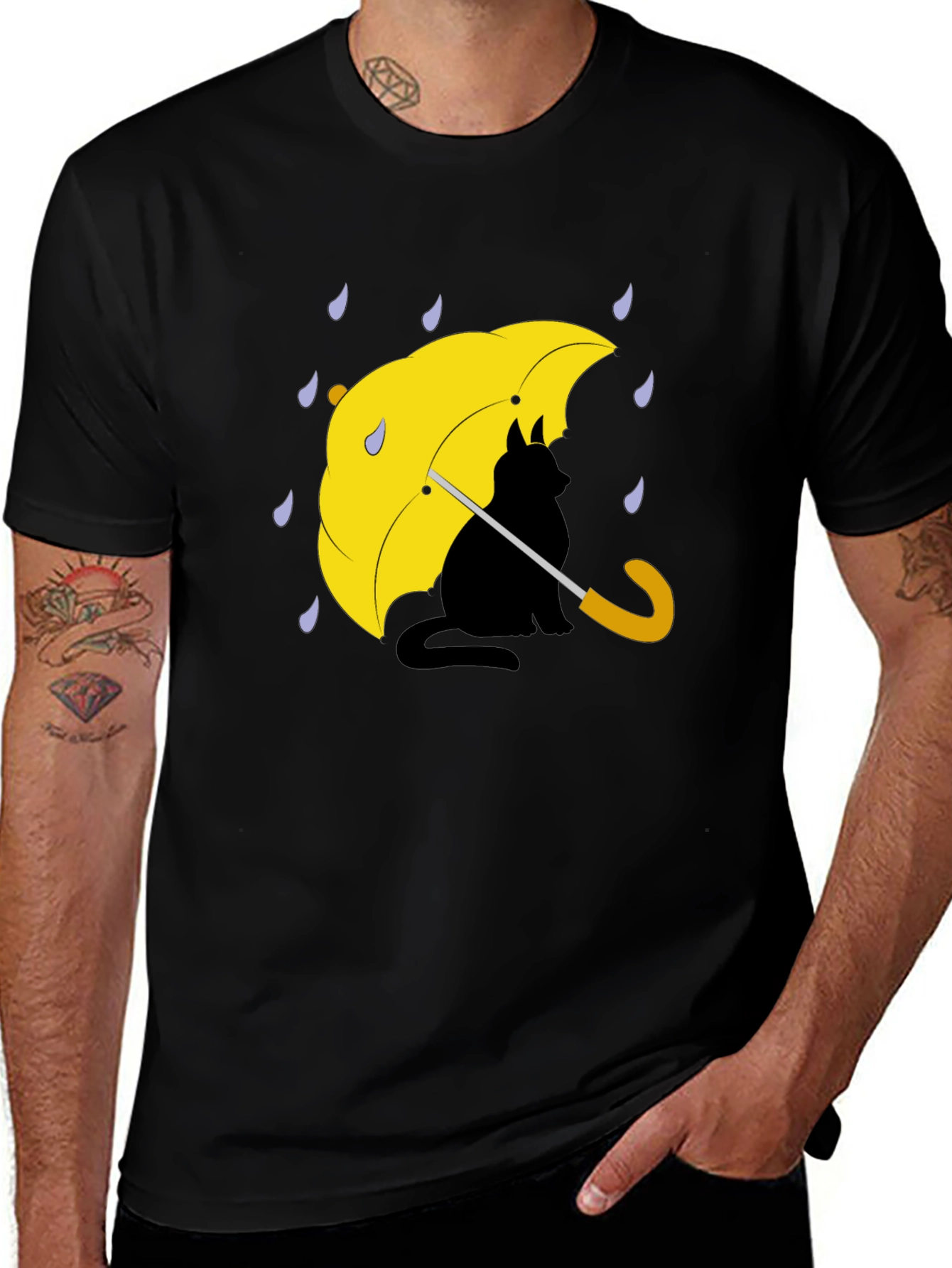 Cat Under Umbrella Graphic Tee