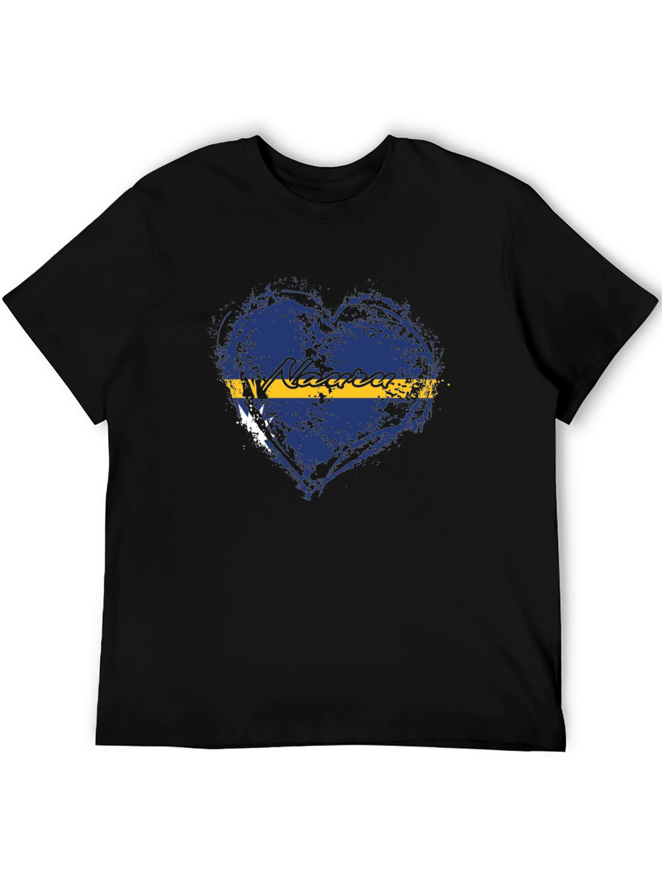 Nauru Flag Heart T-Shirt - Distressed Design