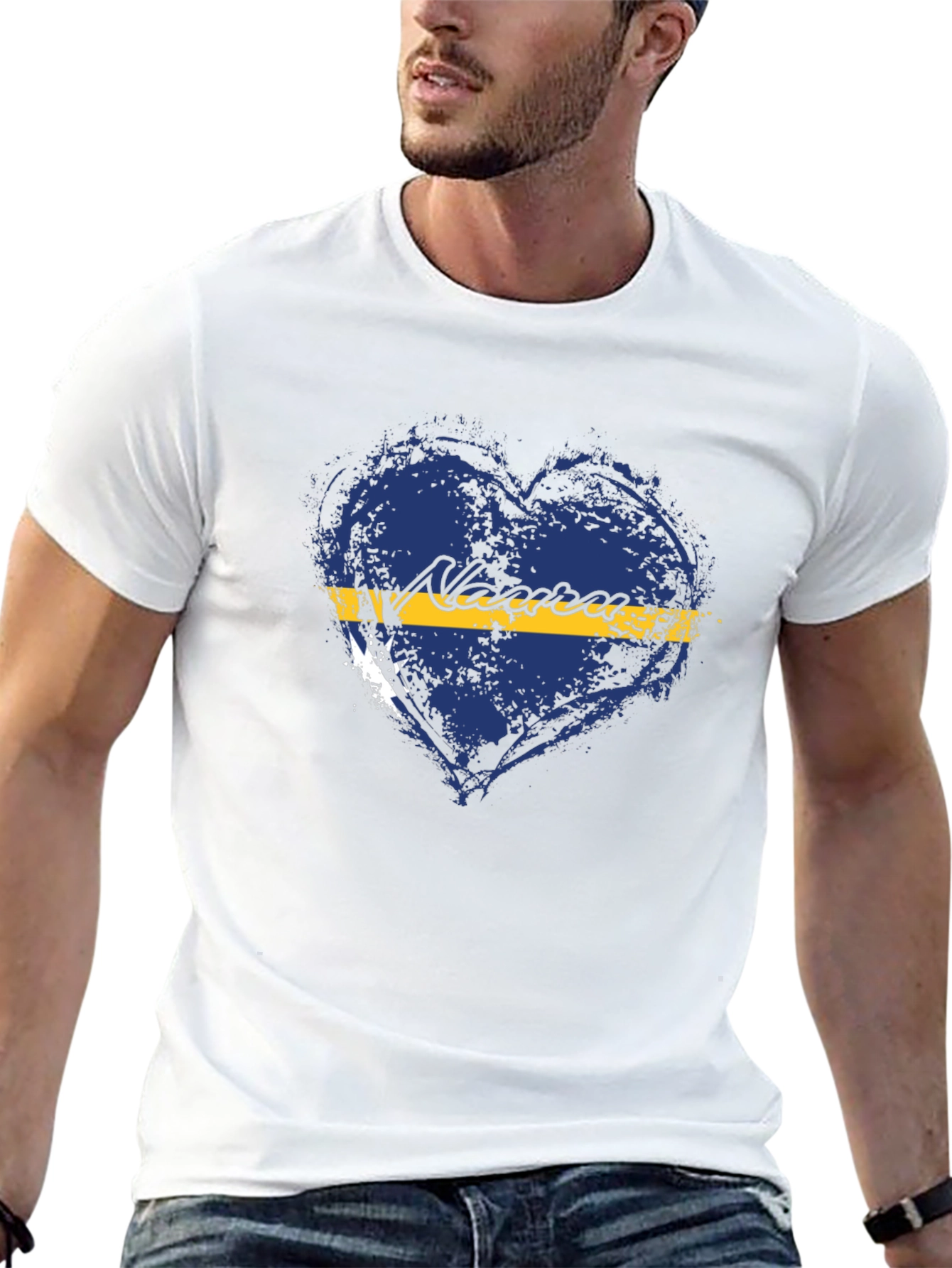 Nauru Flag Heart T-Shirt - Distressed Design