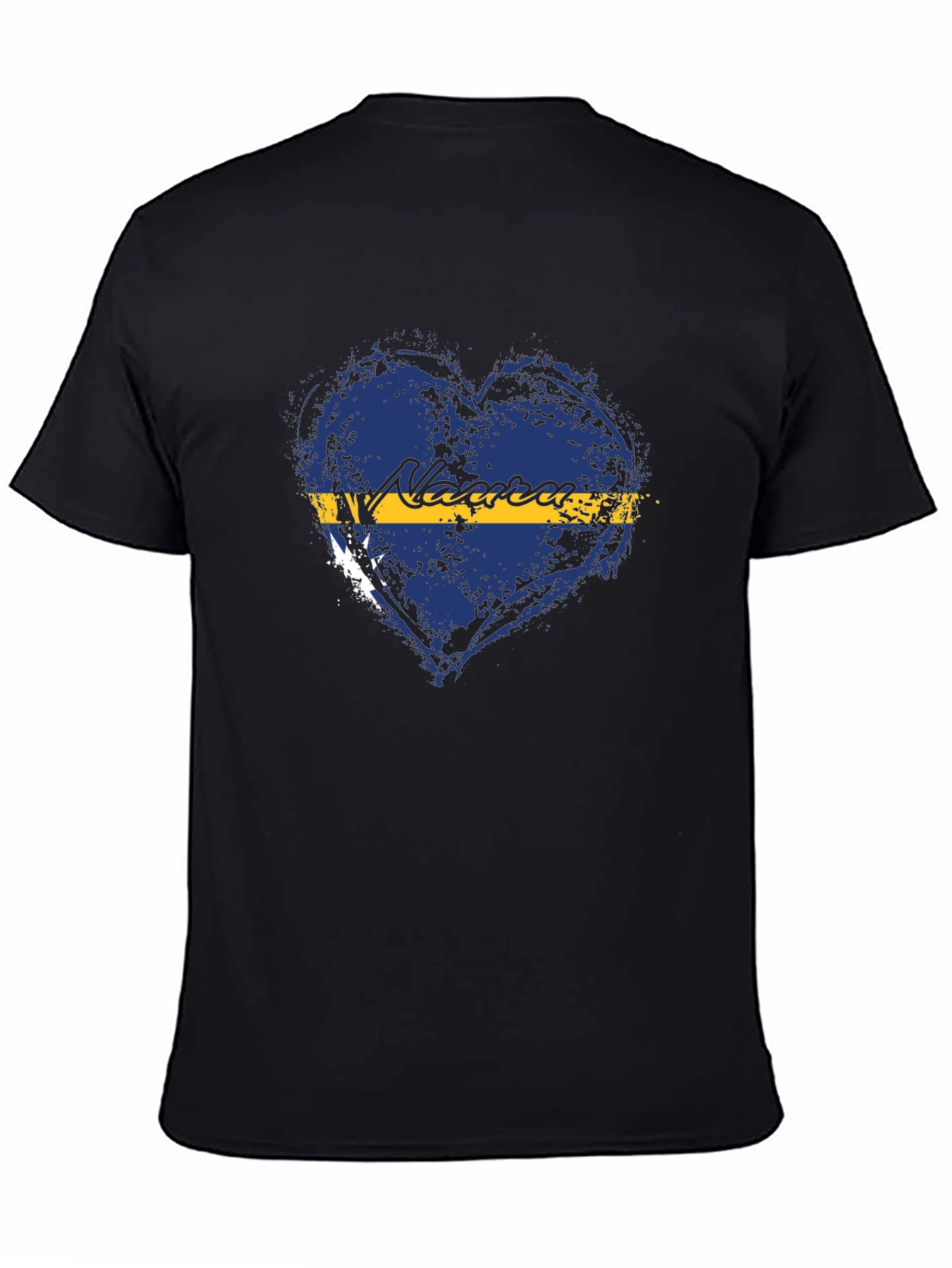 Nauru Flag Heart T-Shirt - Distressed Design