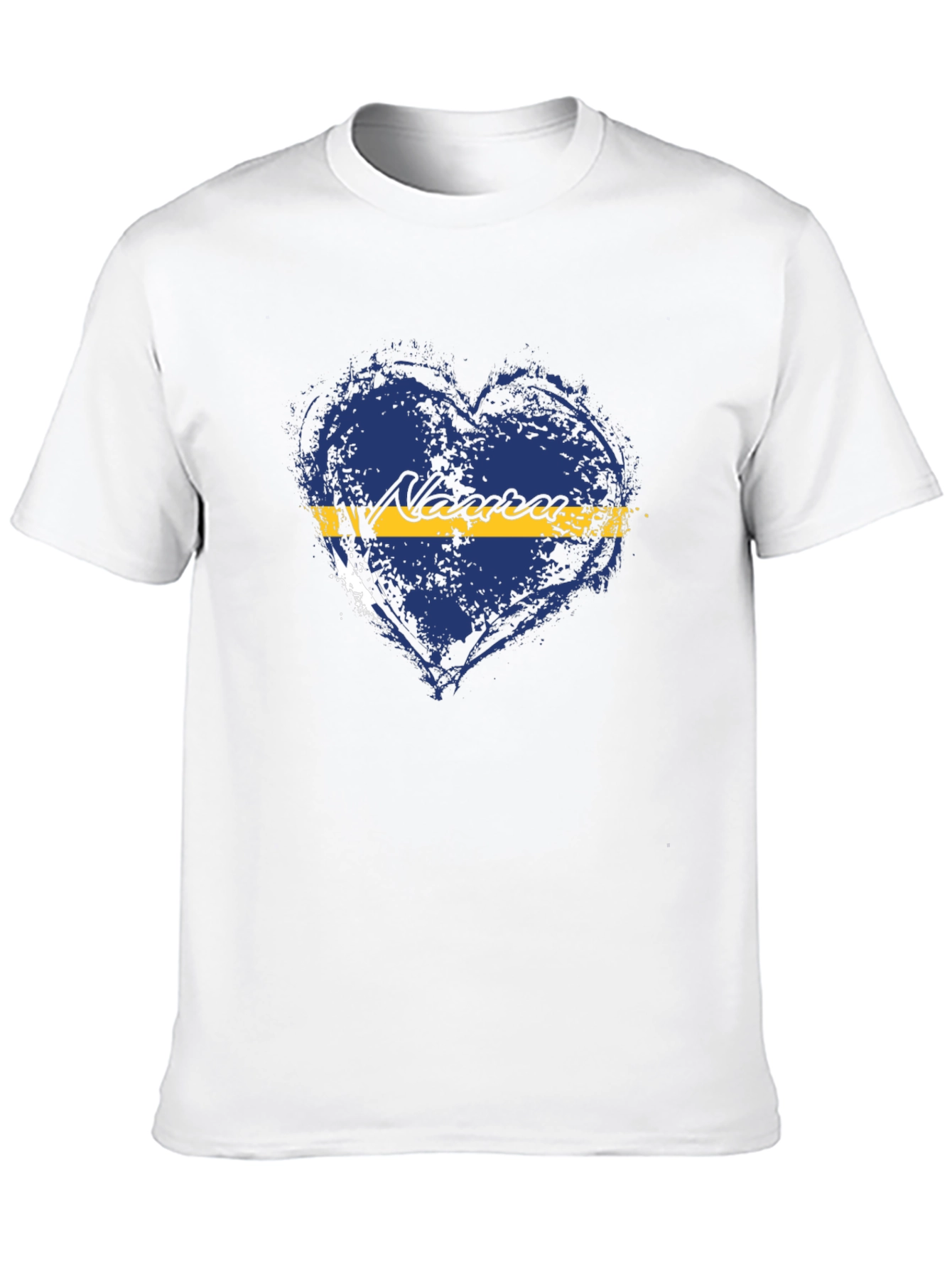 Nauru Flag Heart T-Shirt - Distressed Design