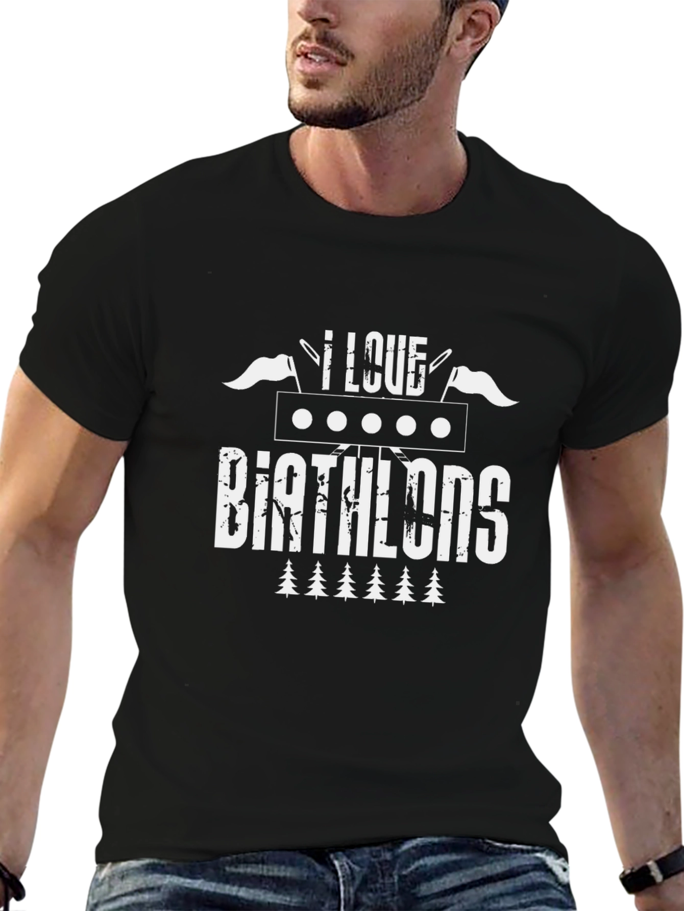 I Love Biathlons Black Graphic T-Shirt