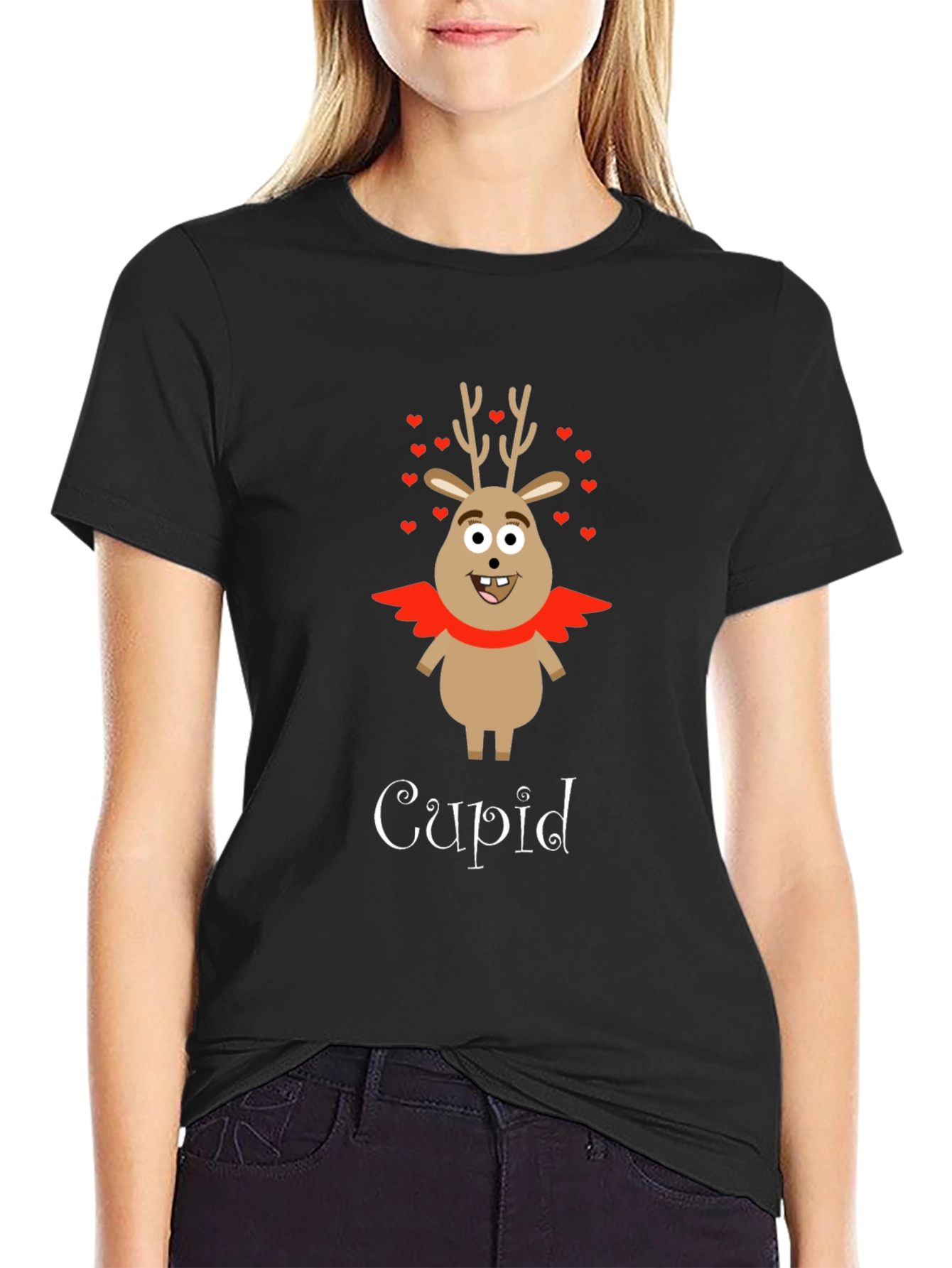 Cupid Reindeer Graphic T-Shirt