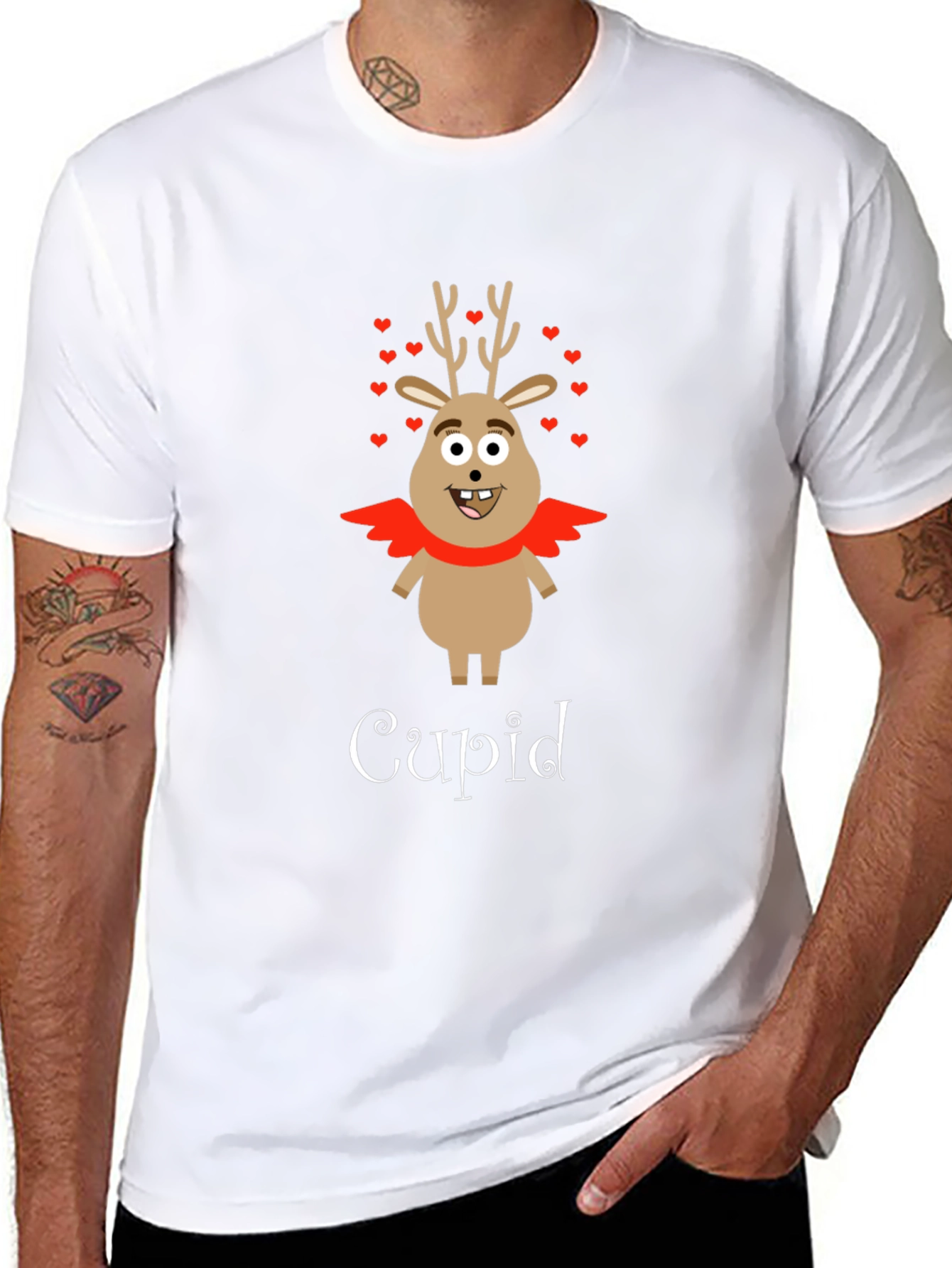 Cupid Reindeer Graphic T-Shirt
