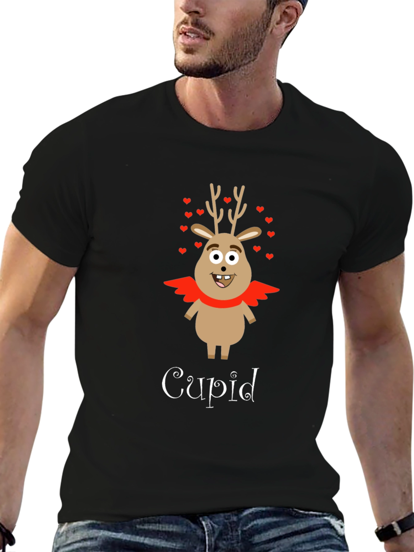 Cupid Reindeer Graphic T-Shirt