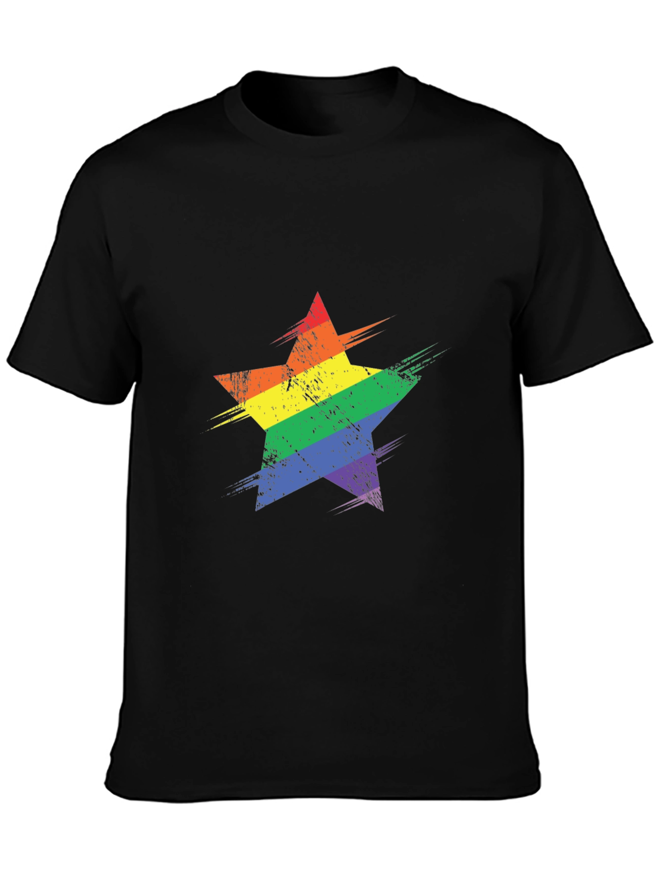 Rainbow Star Graphic Black T-Shirt