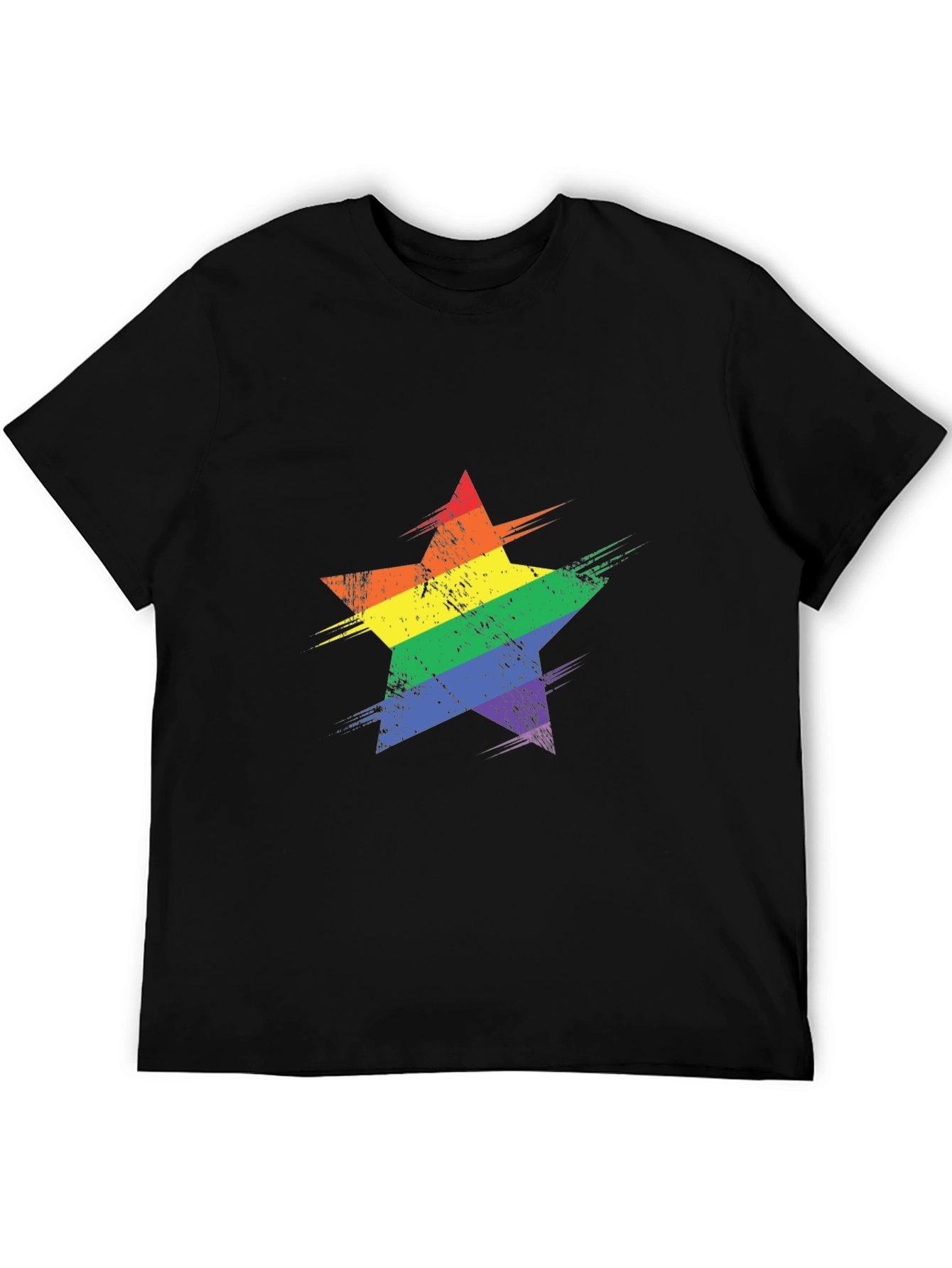 Rainbow Star Graphic Black T-Shirt