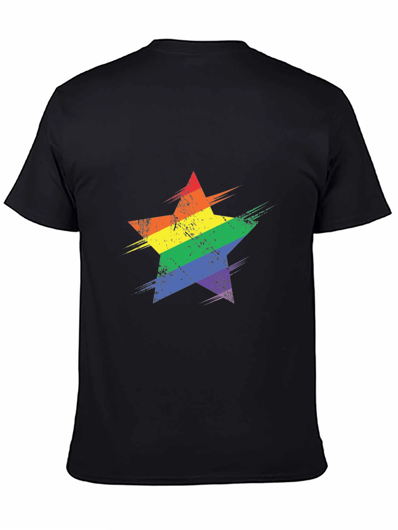 Rainbow Star Graphic Black T-Shirt