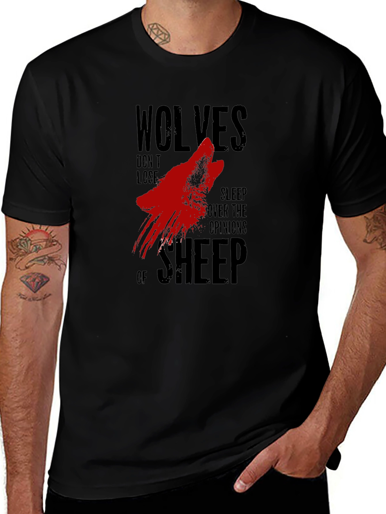 Wolves Dont Lose Sleep Black T-Shirt