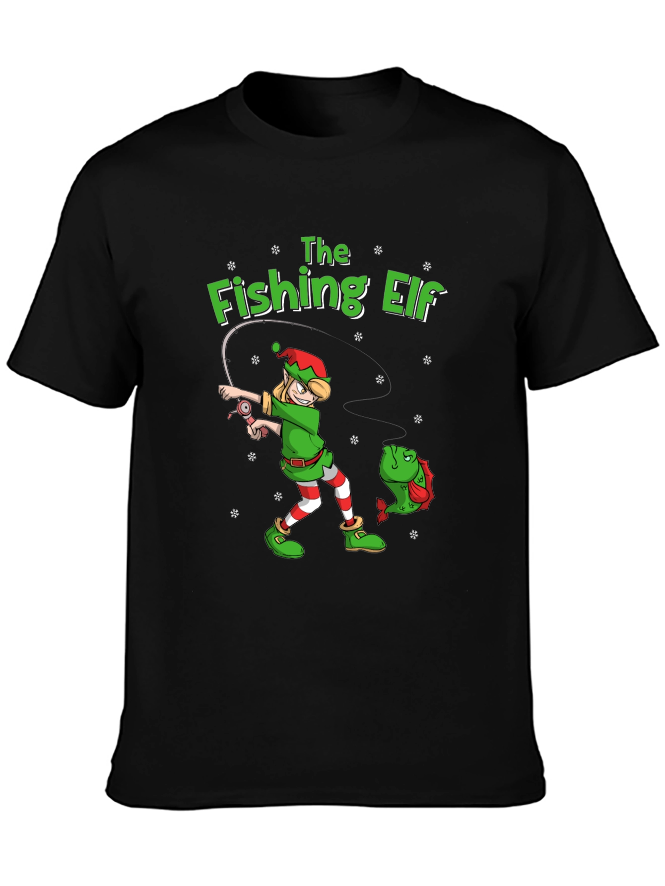 The Fishing Elf Graphic T-Shirt - Holiday Fun!