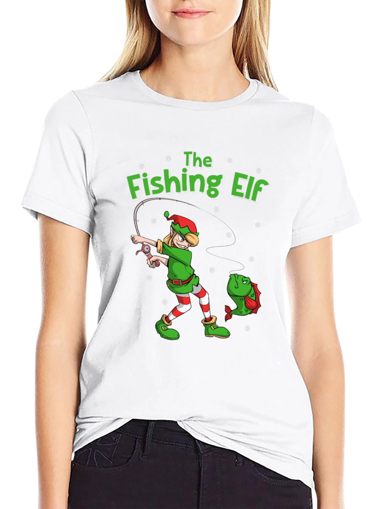 The Fishing Elf Graphic T-Shirt - Holiday Fun!