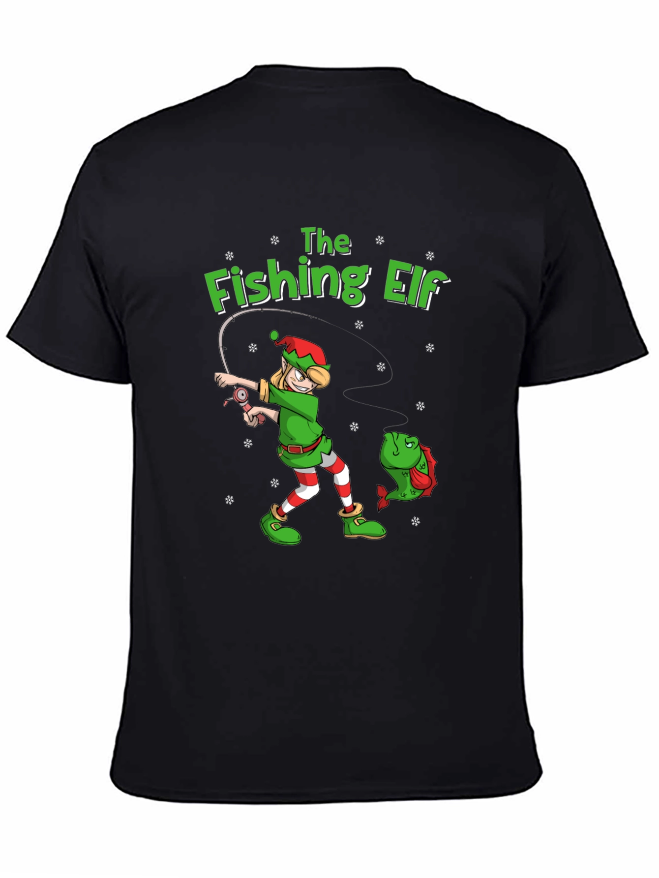 The Fishing Elf Graphic T-Shirt - Holiday Fun!
