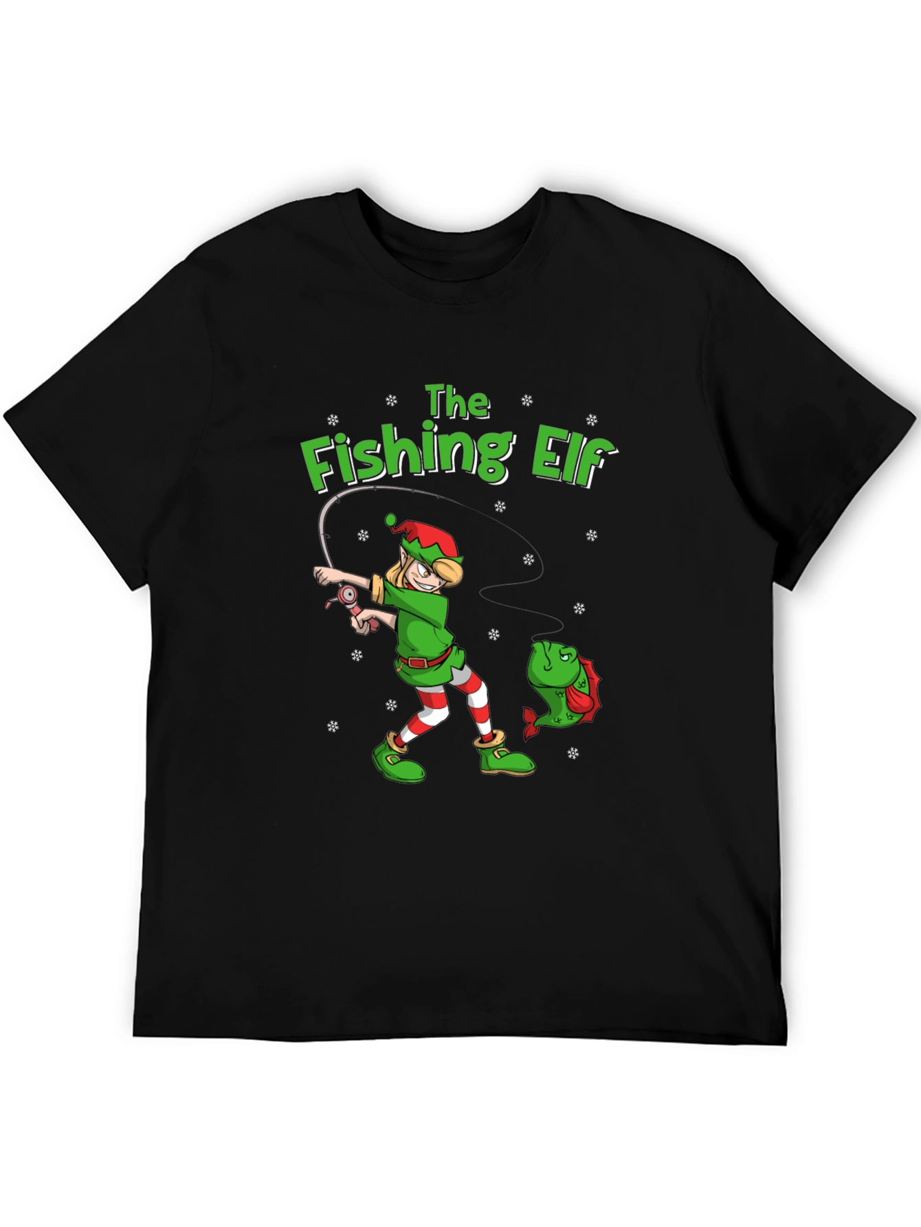 The Fishing Elf Graphic T-Shirt - Holiday Fun!