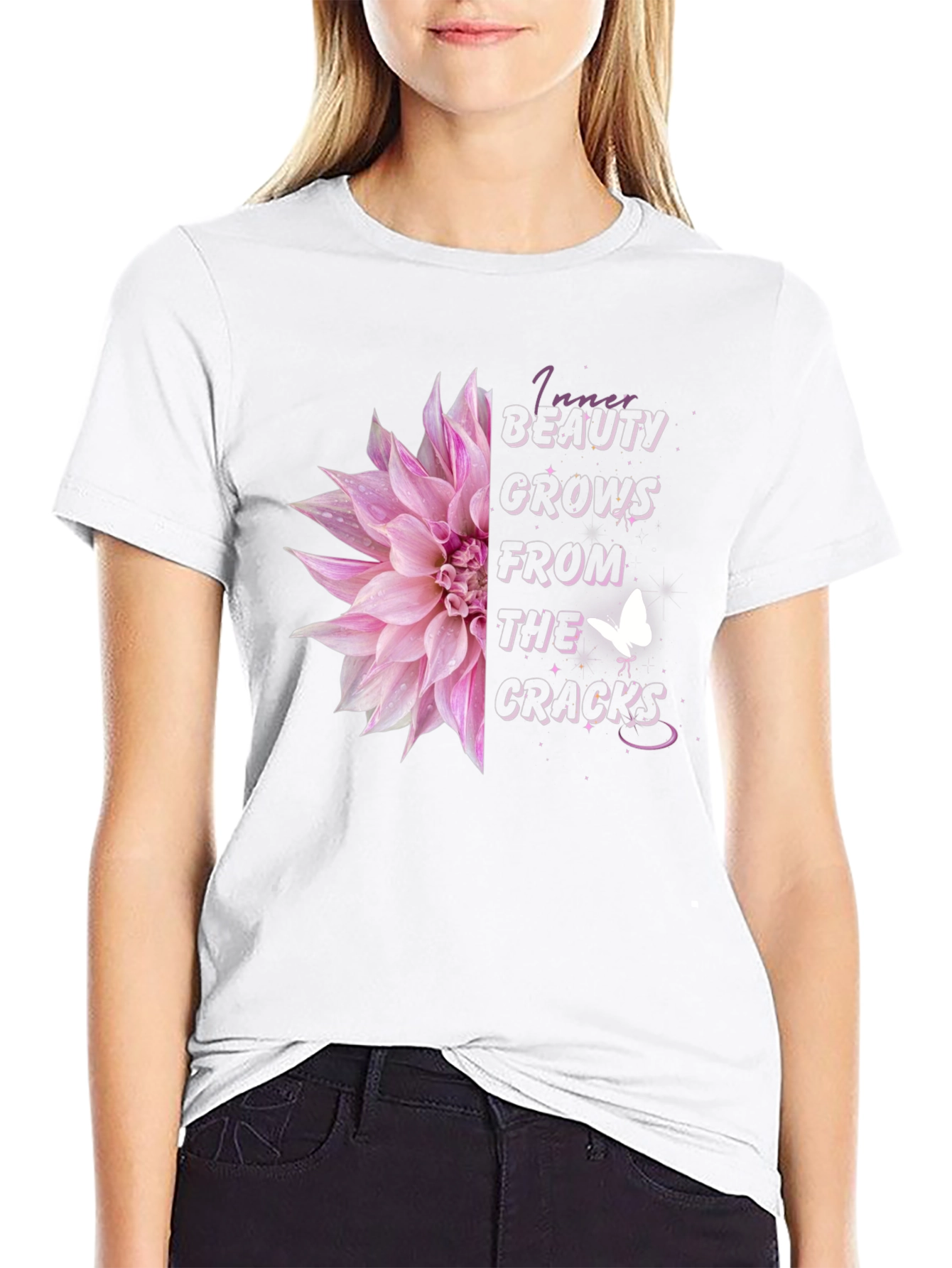 Inner Beauty Floral Butterfly Graphic Tee