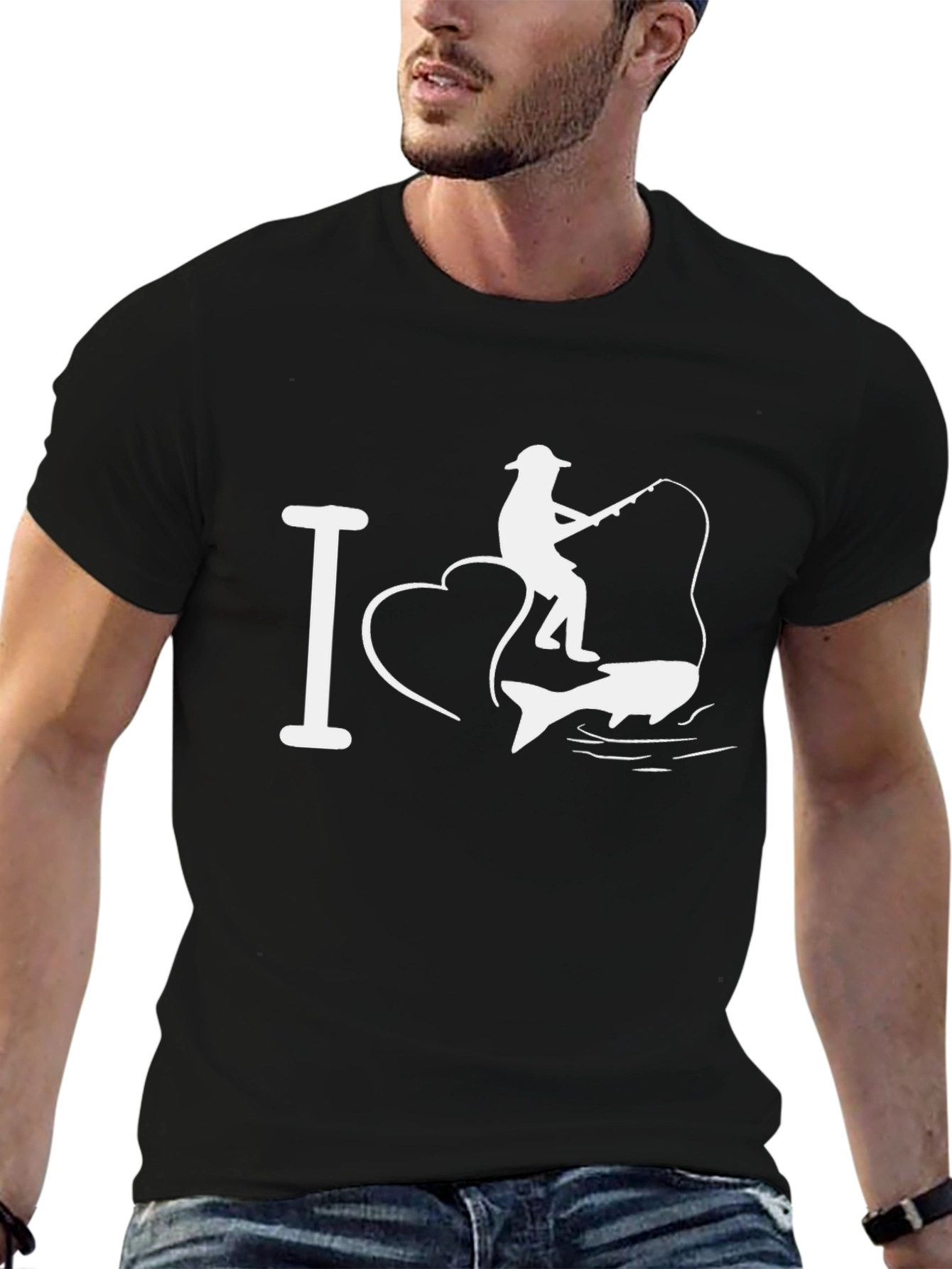 I Heart Fishing Black T-Shirt