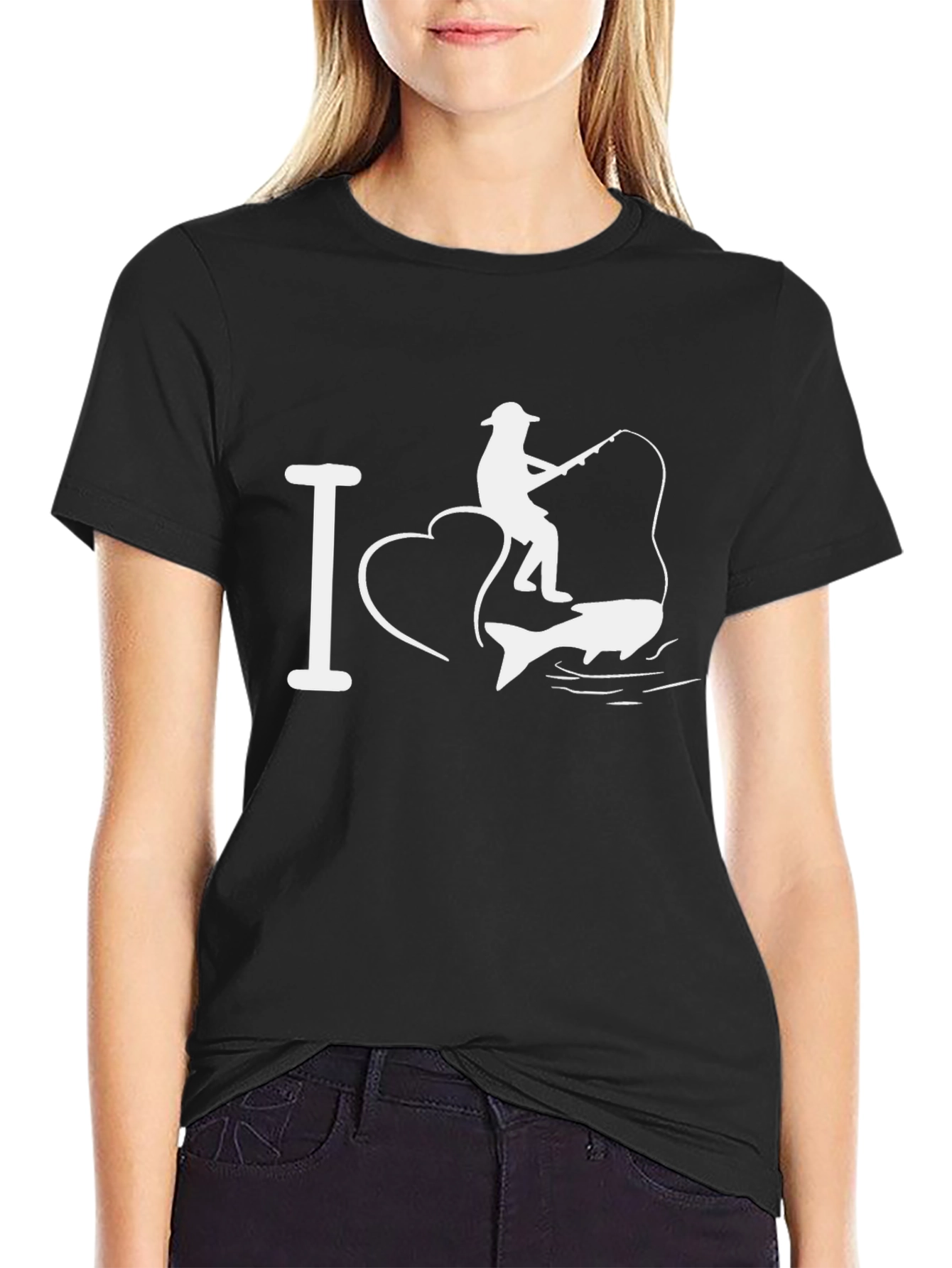 I Heart Fishing Black T-Shirt