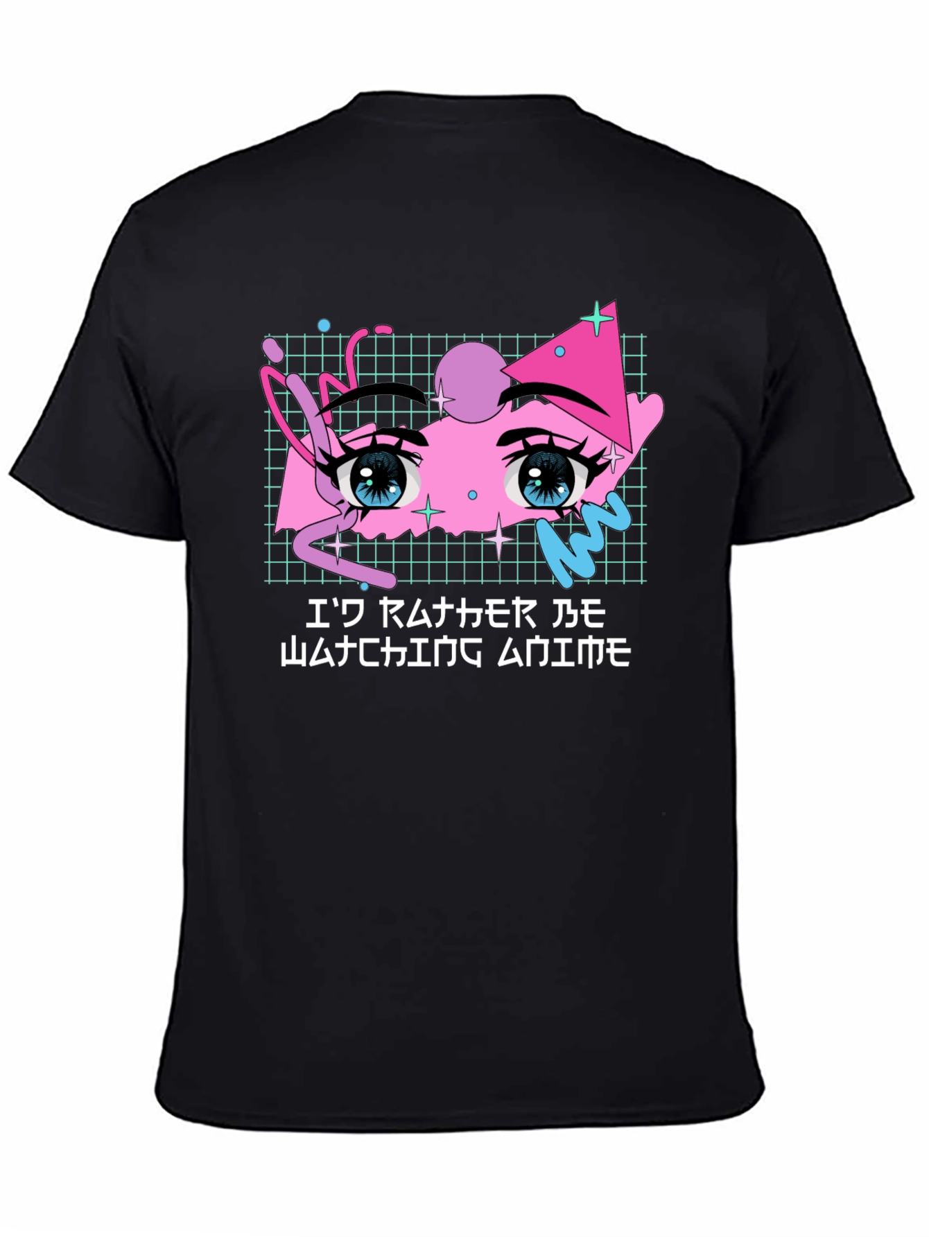 Anime Eyes Graphic Tee - Black