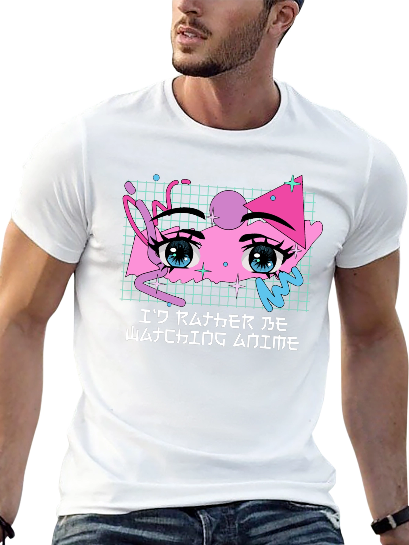Anime Eyes Graphic Tee - Black