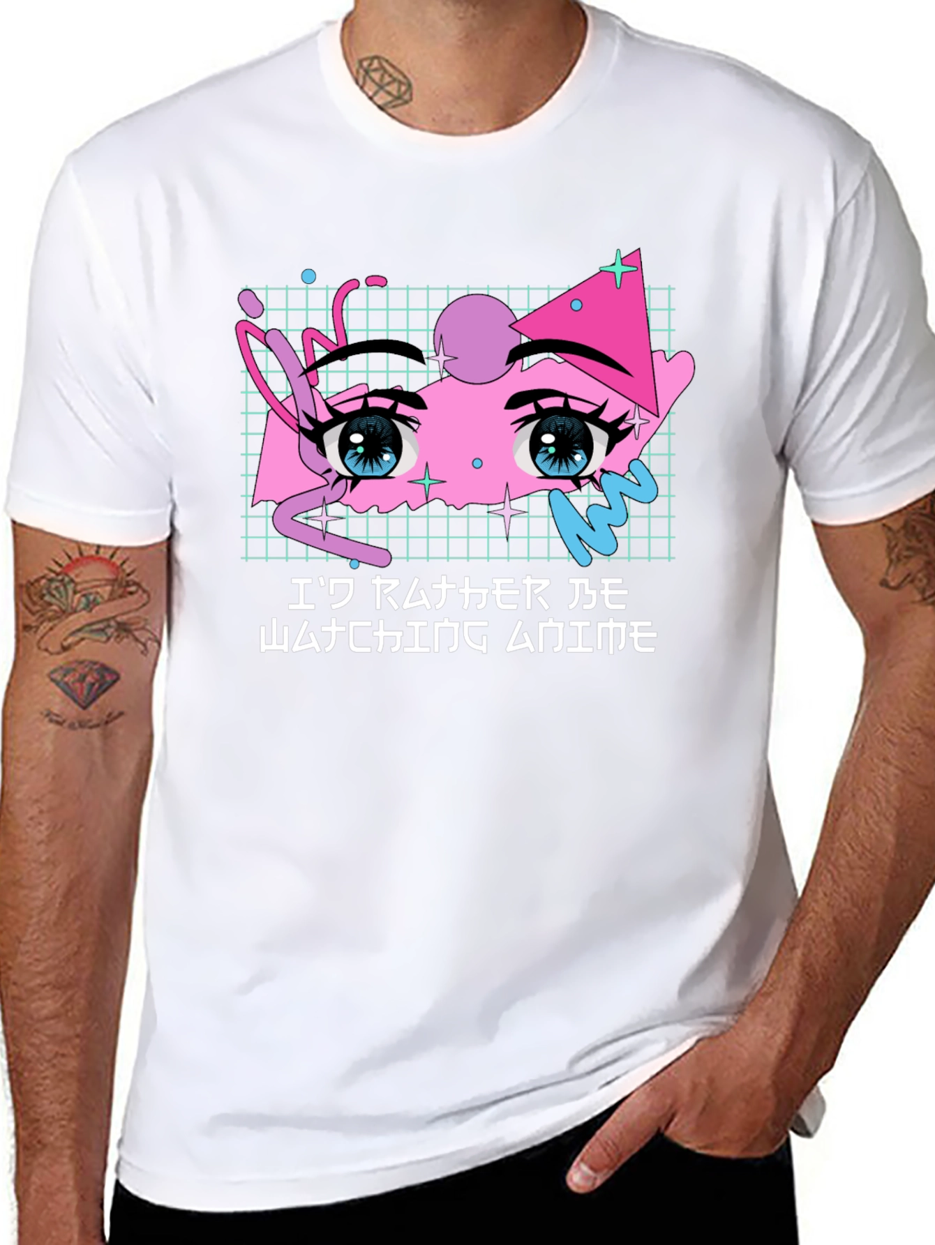 Anime Eyes Graphic Tee - Black