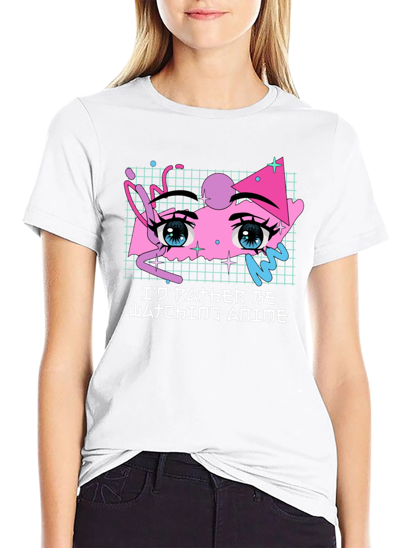 Anime Eyes Graphic Tee - Black