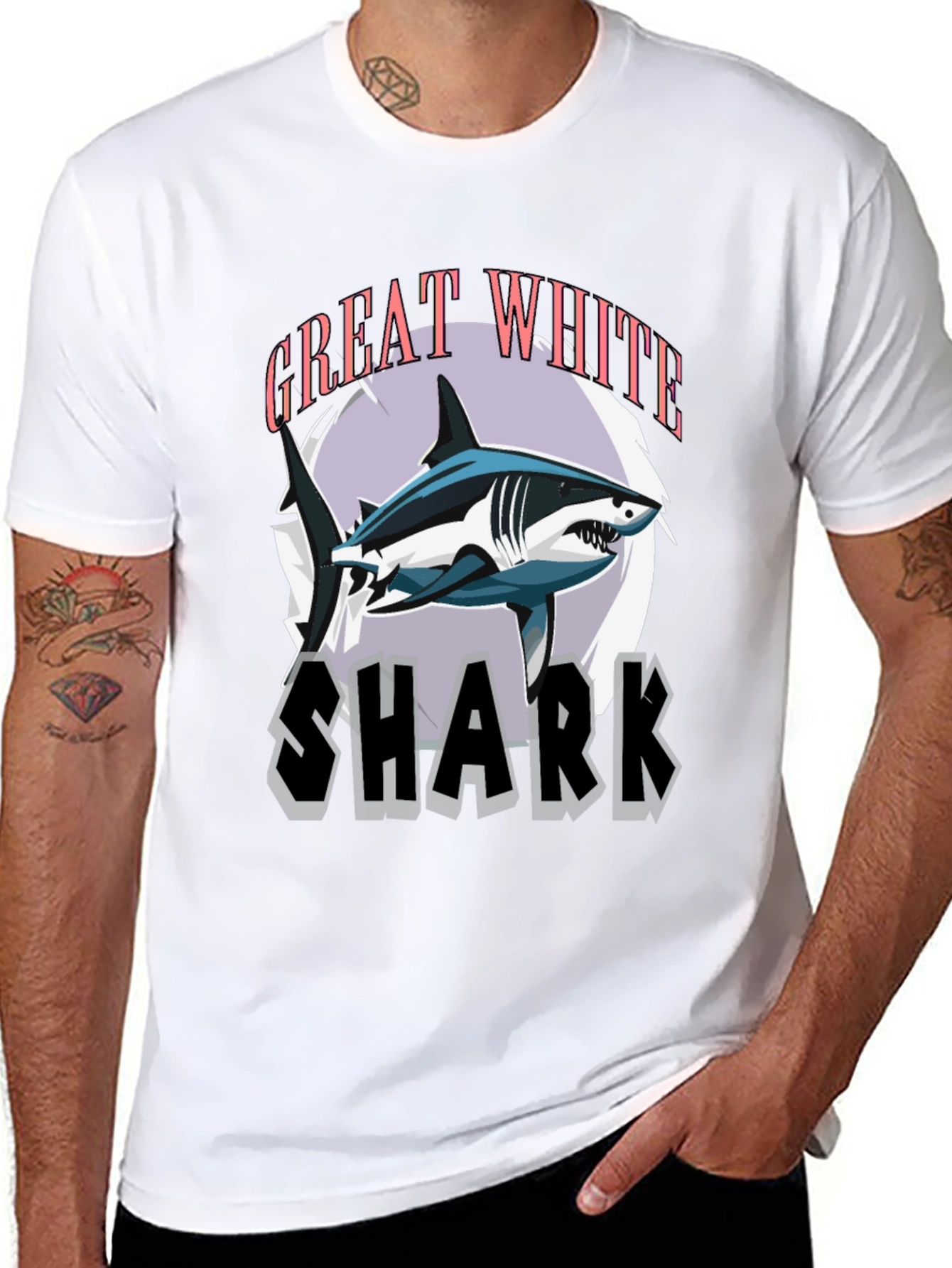 Great White Shark Graphic Tee - Stylish Mens T-Shirt