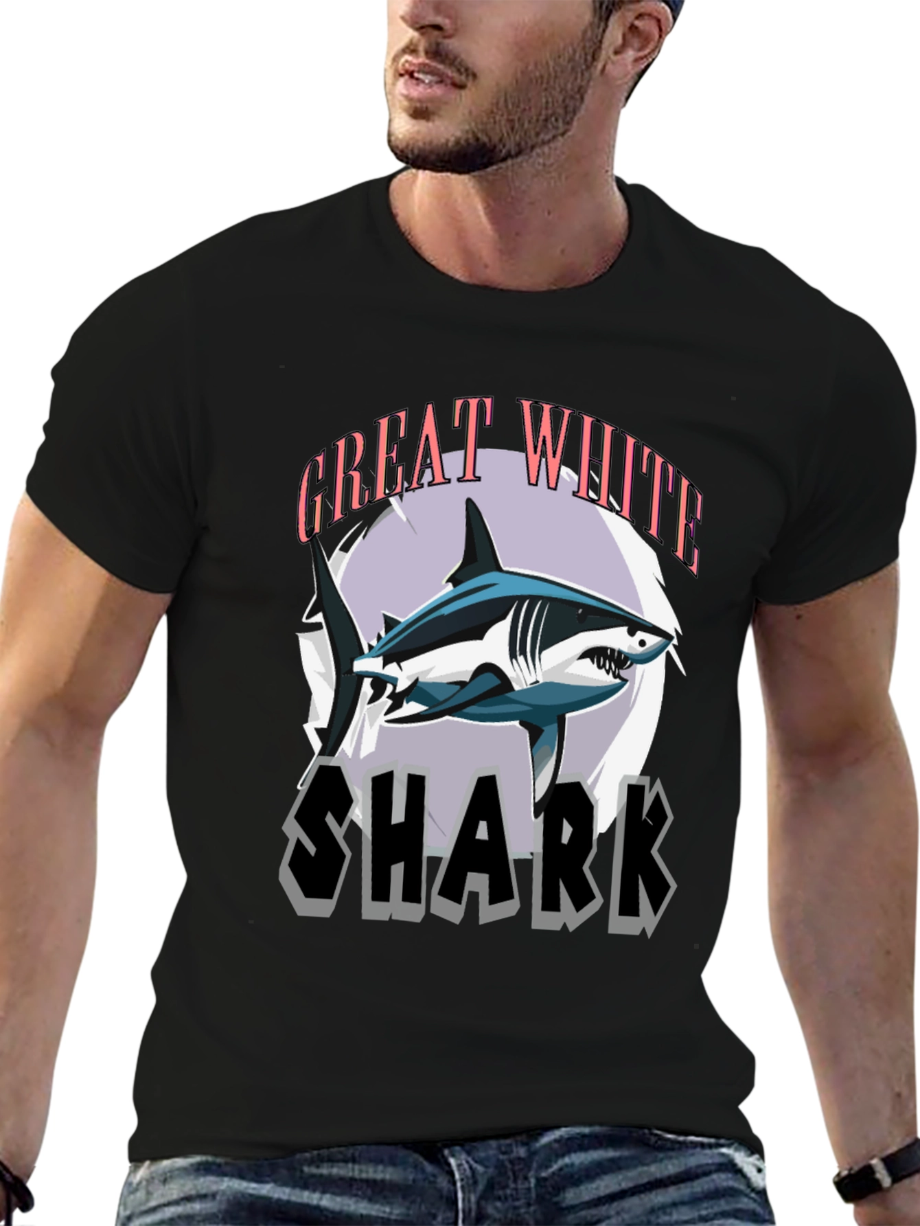Great White Shark Graphic Tee - Stylish Mens T-Shirt