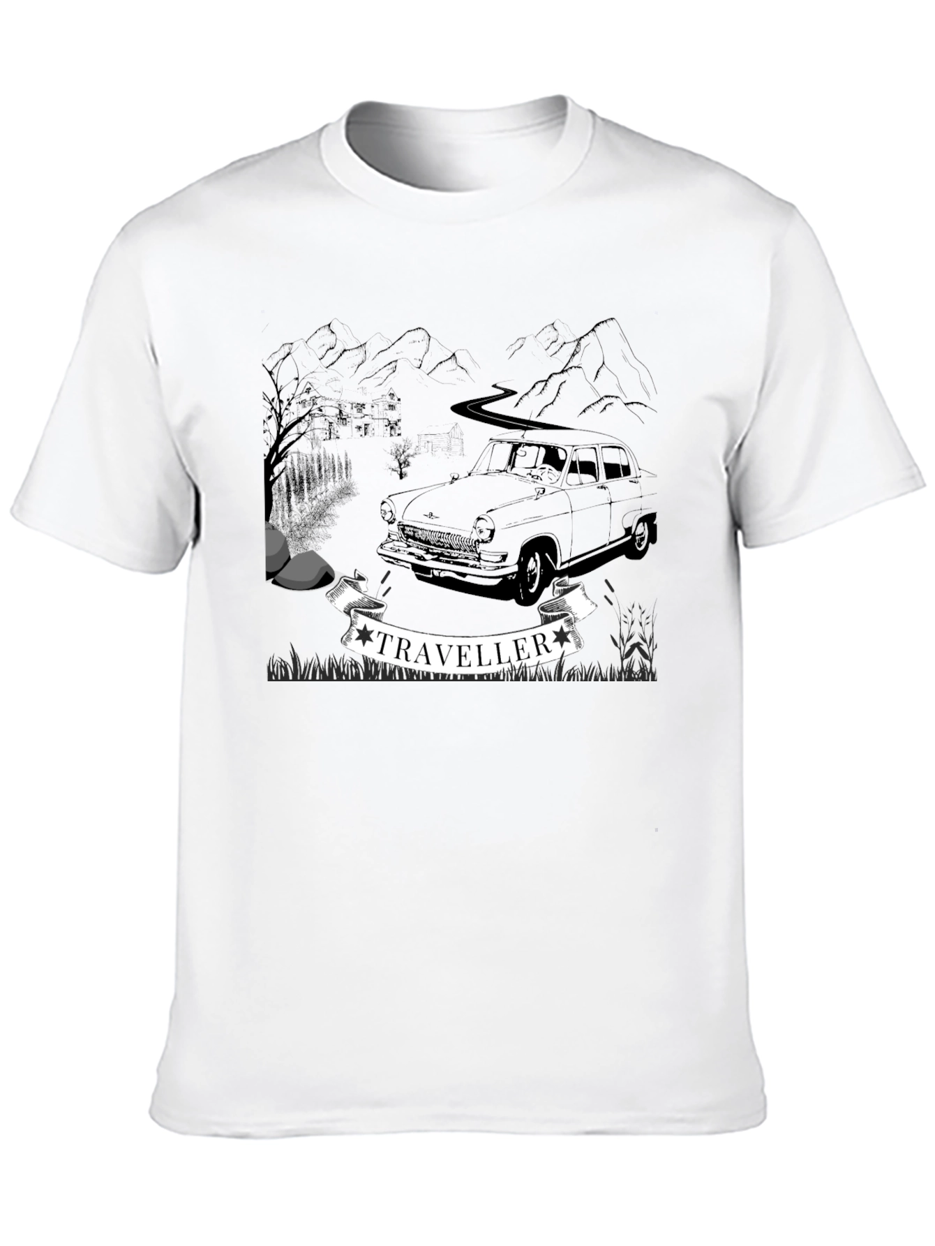 Traveller Graphic Tee - Retro Car Adventure Shirt