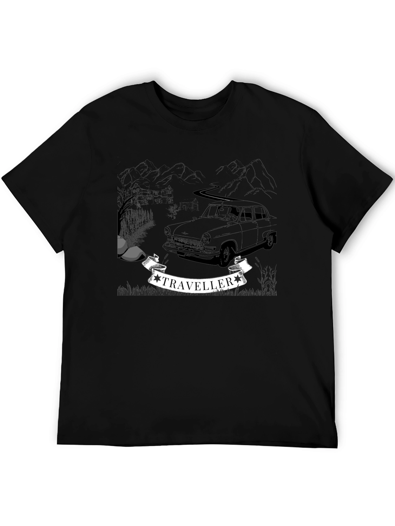 Traveller Graphic Tee - Retro Car Adventure Shirt