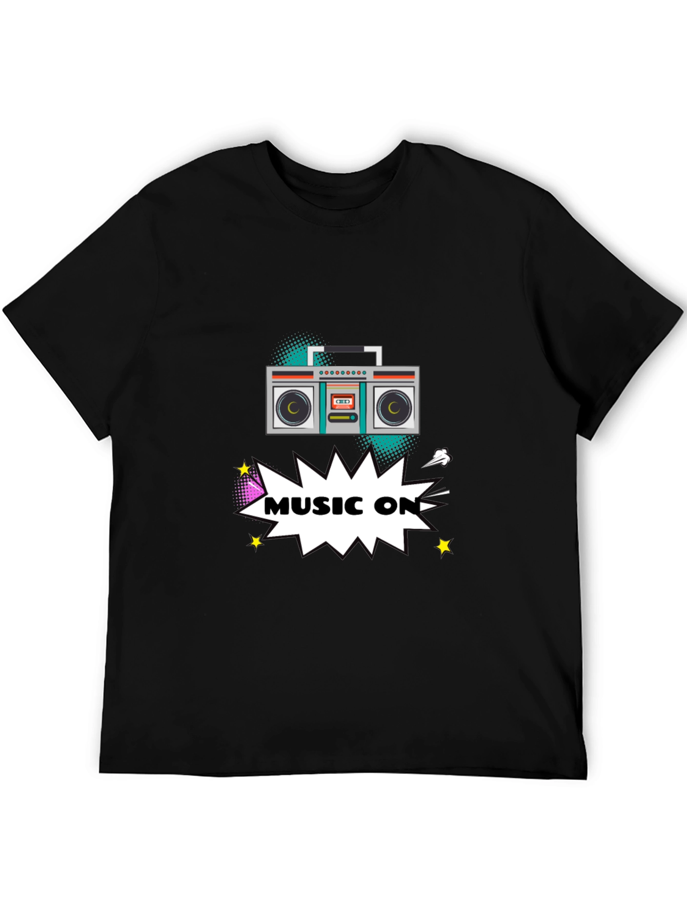 Retro Boombox Music On Graphic T-Shirt
