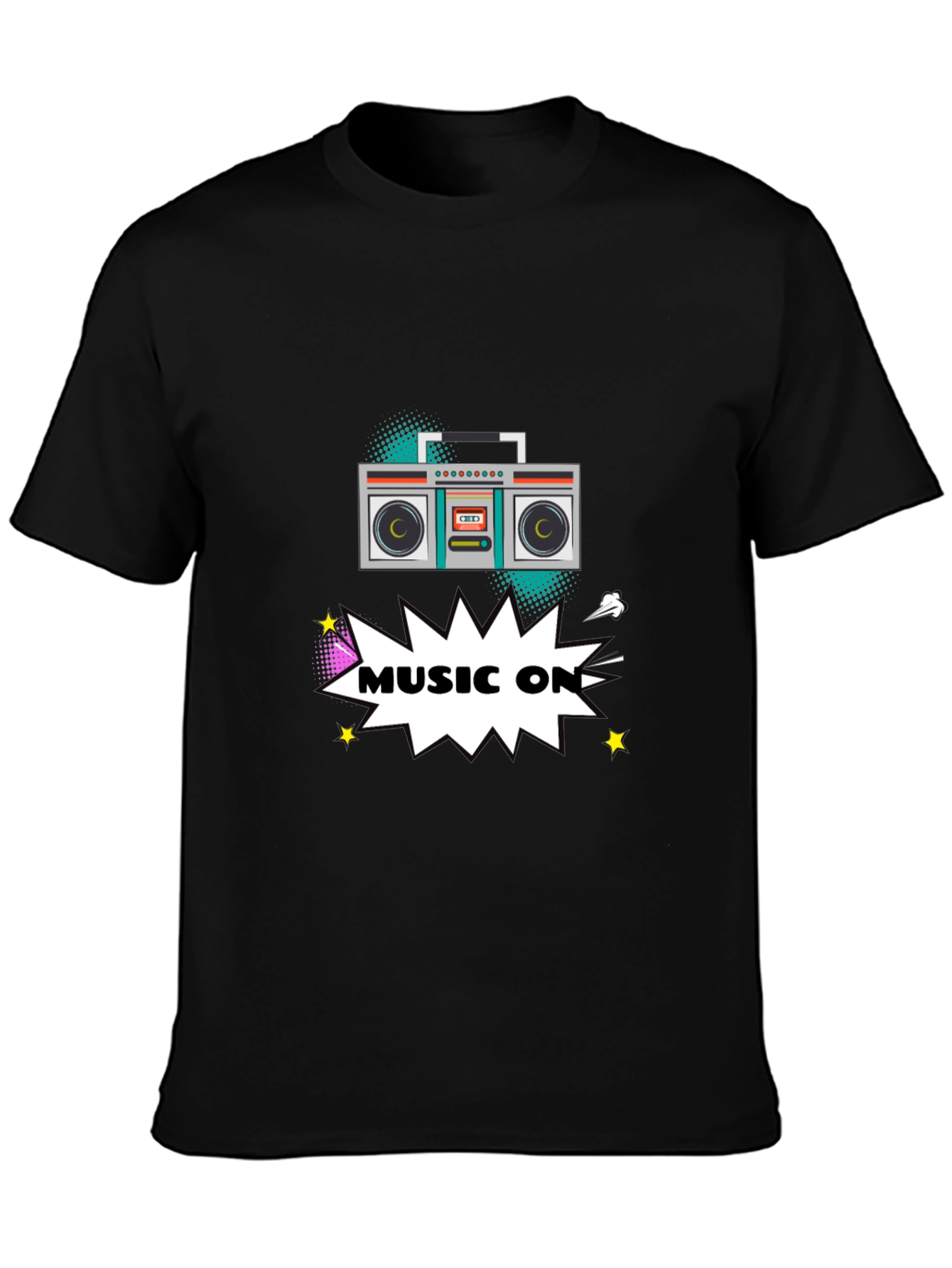 Retro Boombox Music On Graphic T-Shirt