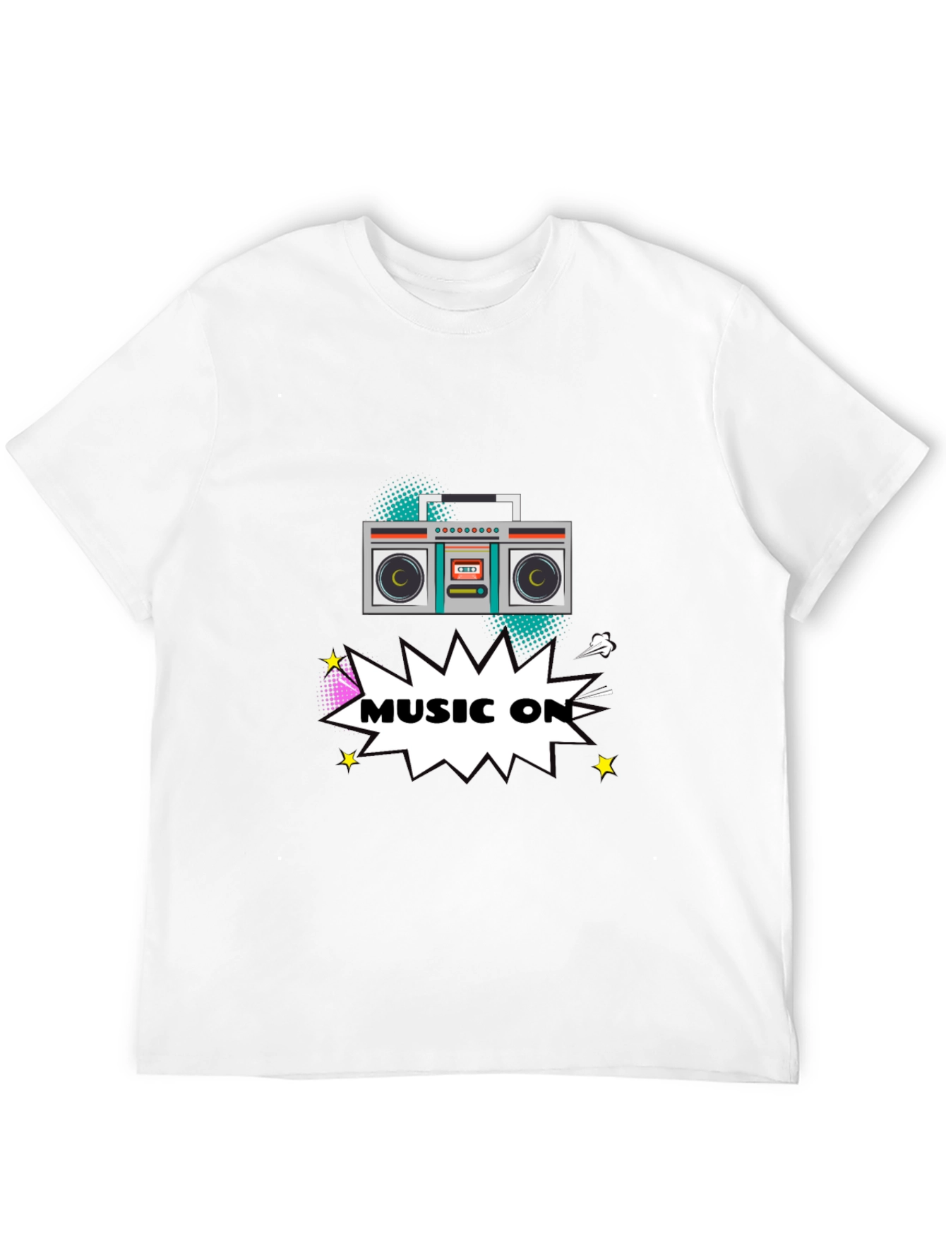 Retro Boombox Music On Graphic T-Shirt